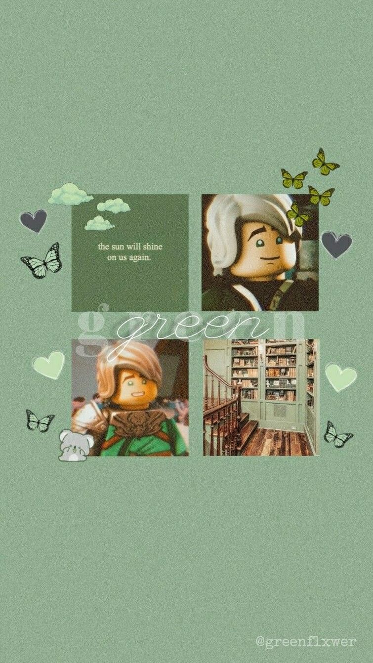 Lloyd, Lego Ninjago, Collage, Salbeigrün, HD, Hintergrundbild fürs Handy
