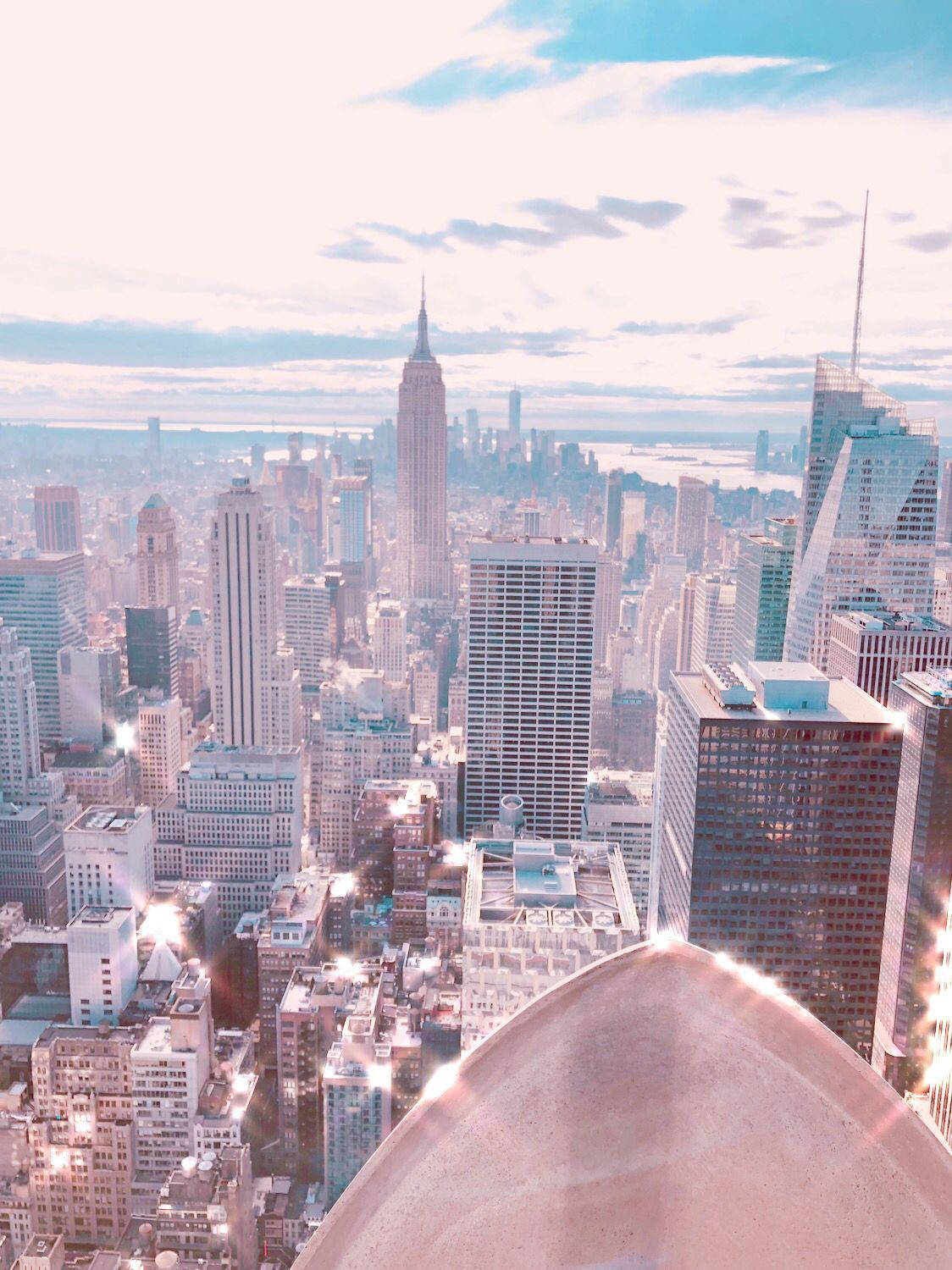 Empire State Building, Manhattan, Pastell, Luftaufnahme, Full HD, iPad-Hintergrundbild