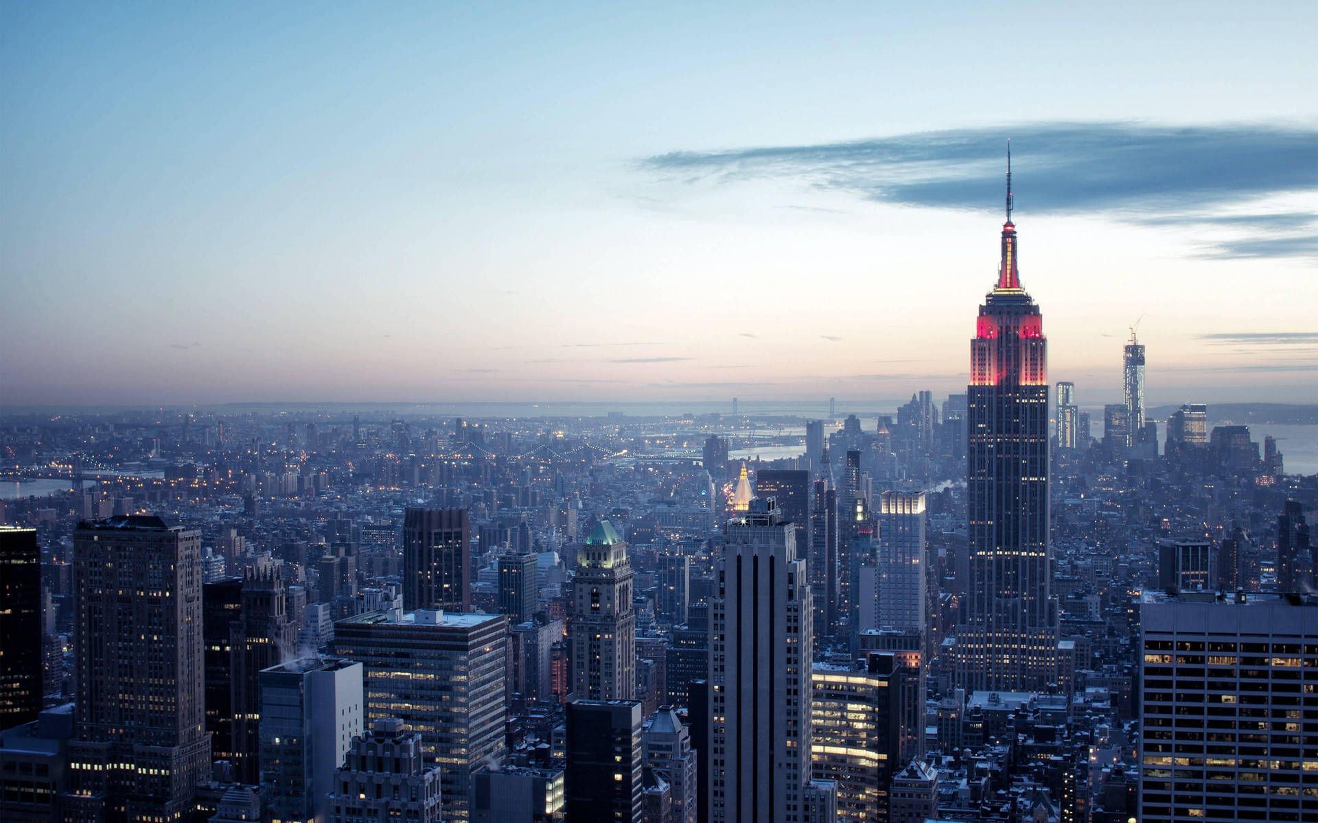 Empire State Building, Manhattan, Panorama, Abenddämmerung, Full HD, Laptop-Hintergrundbild
