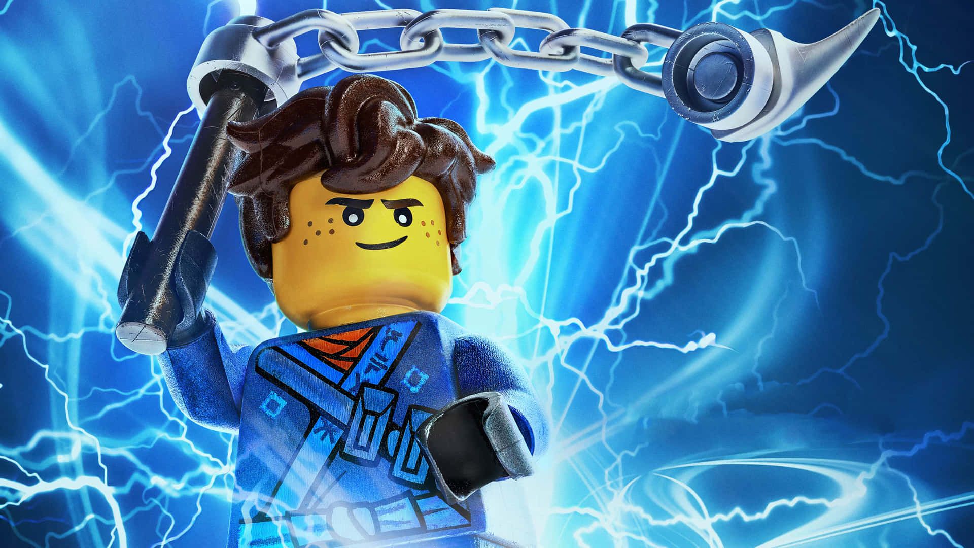 Jay, Lego Ninjago, Nunchaku, Blitze, Blau, Full HD, Desktop-Hintergrund für Windows