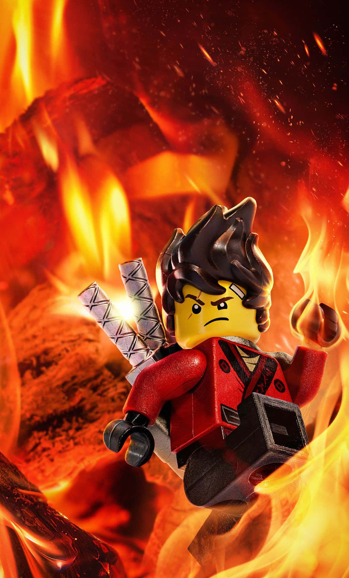 Kai, Lego Ninjago, Feuer, Rot, Orange, Hochformat, Hintergrundbild fürs Smartphone