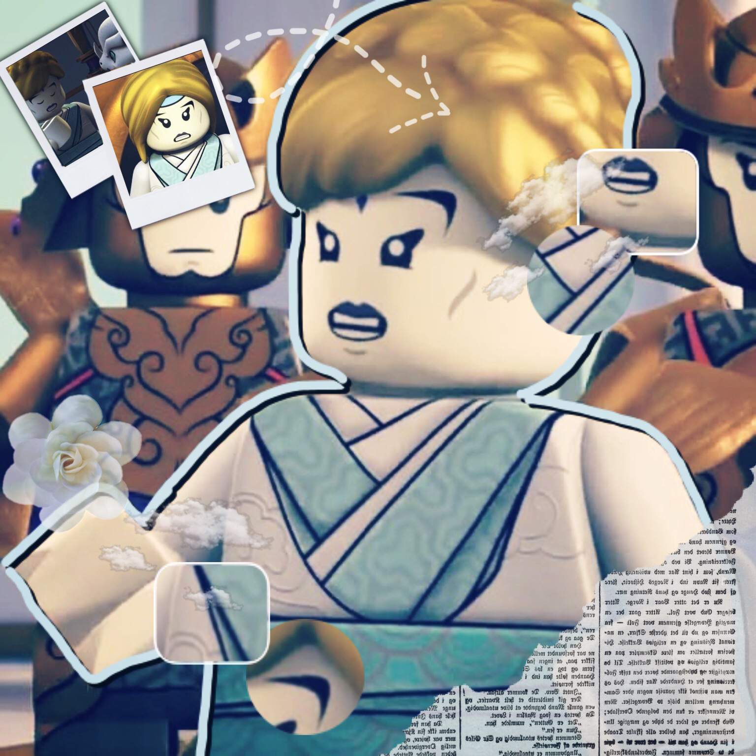 Lego Ninjago, Collage, Minifigur, Beige, Hintergrundbild für iPad und Tablet