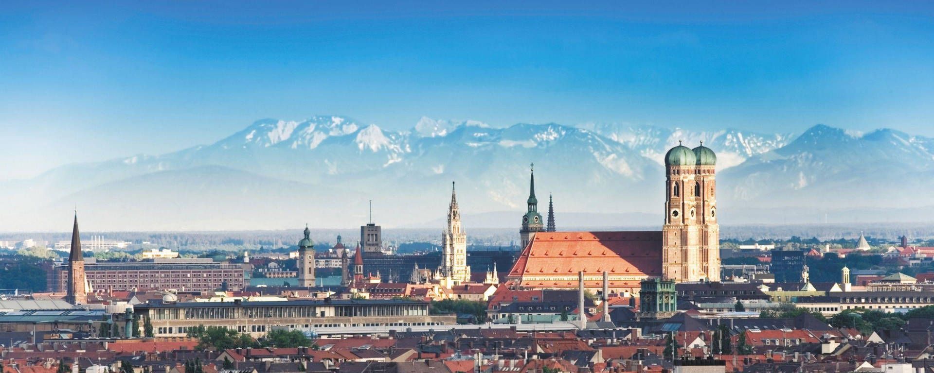 Frauenkirche, München, Alpen, Panorama, Skyline, Fernsicht, Full HD, Desktop-Hintergrund
