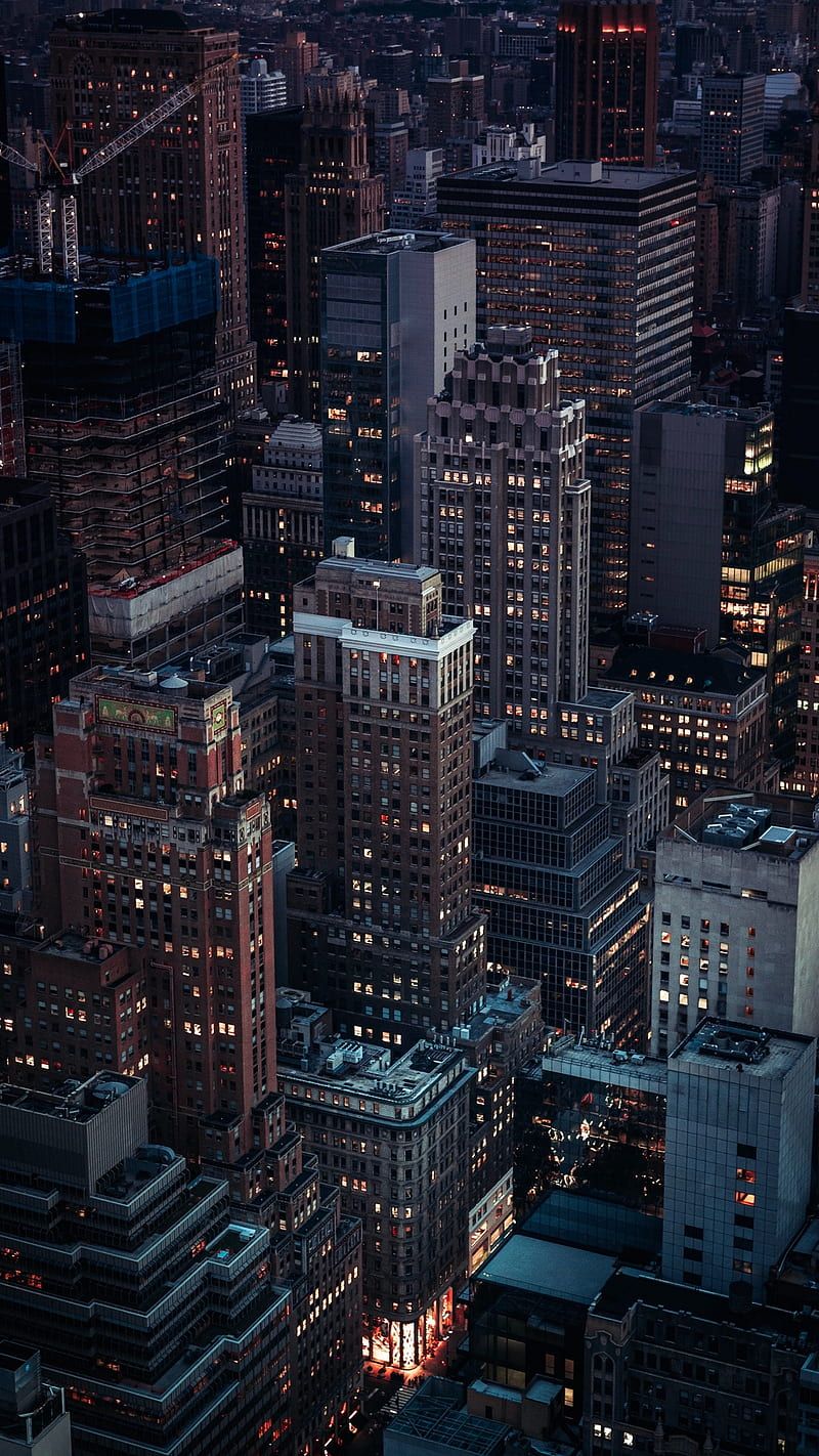 Manhattan, Wolkenkratzer, Luftaufnahme, Dunkel, HD, Hintergrundbild fürs Handy
