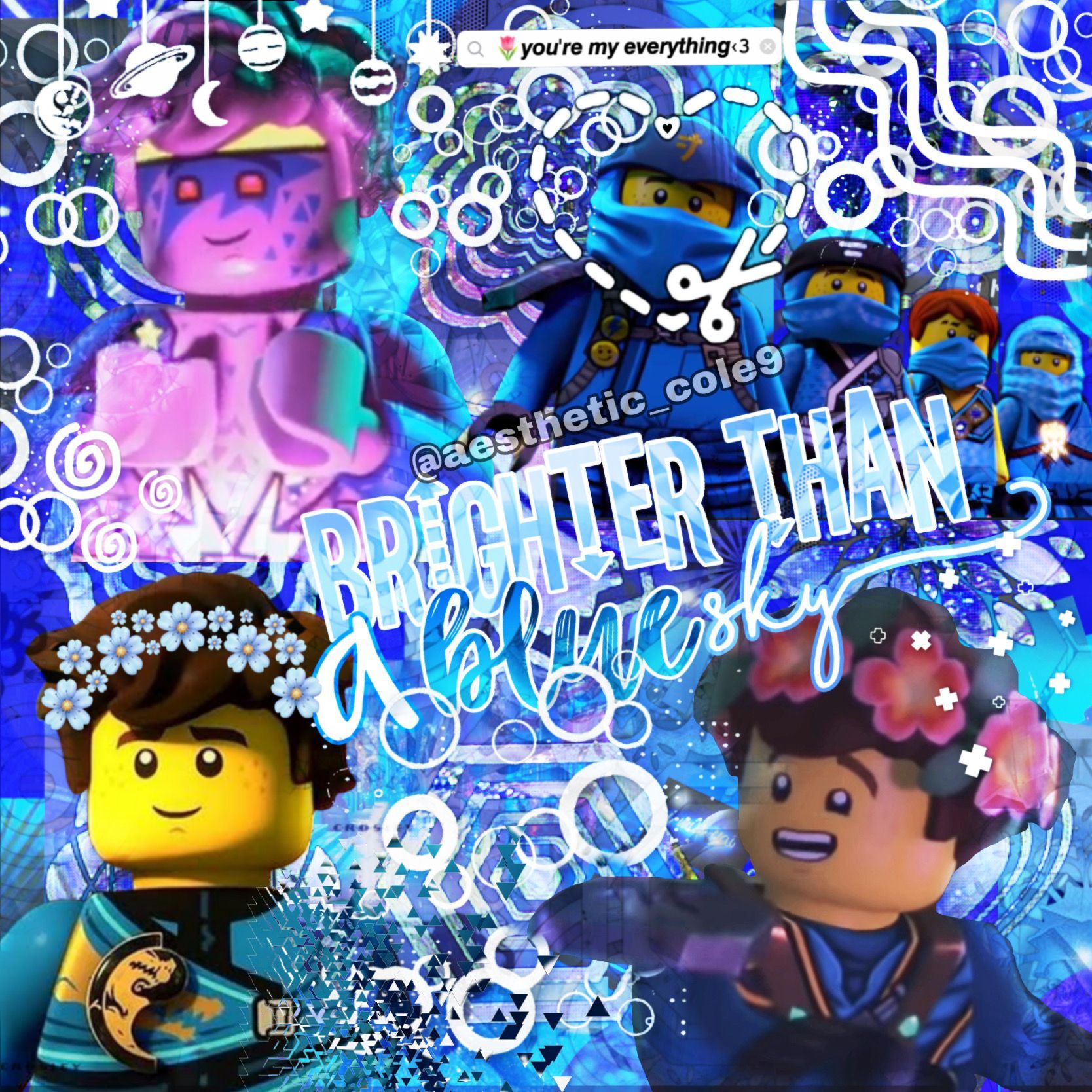 Jay, Lego Ninjago, Collage, Blumenkranz, Blau, HD, Hintergrundbild fürs Tablet