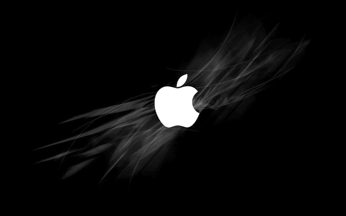 Apple-Logo, Apple, Lichtstreifen, Dunkel, Hintergrundbild