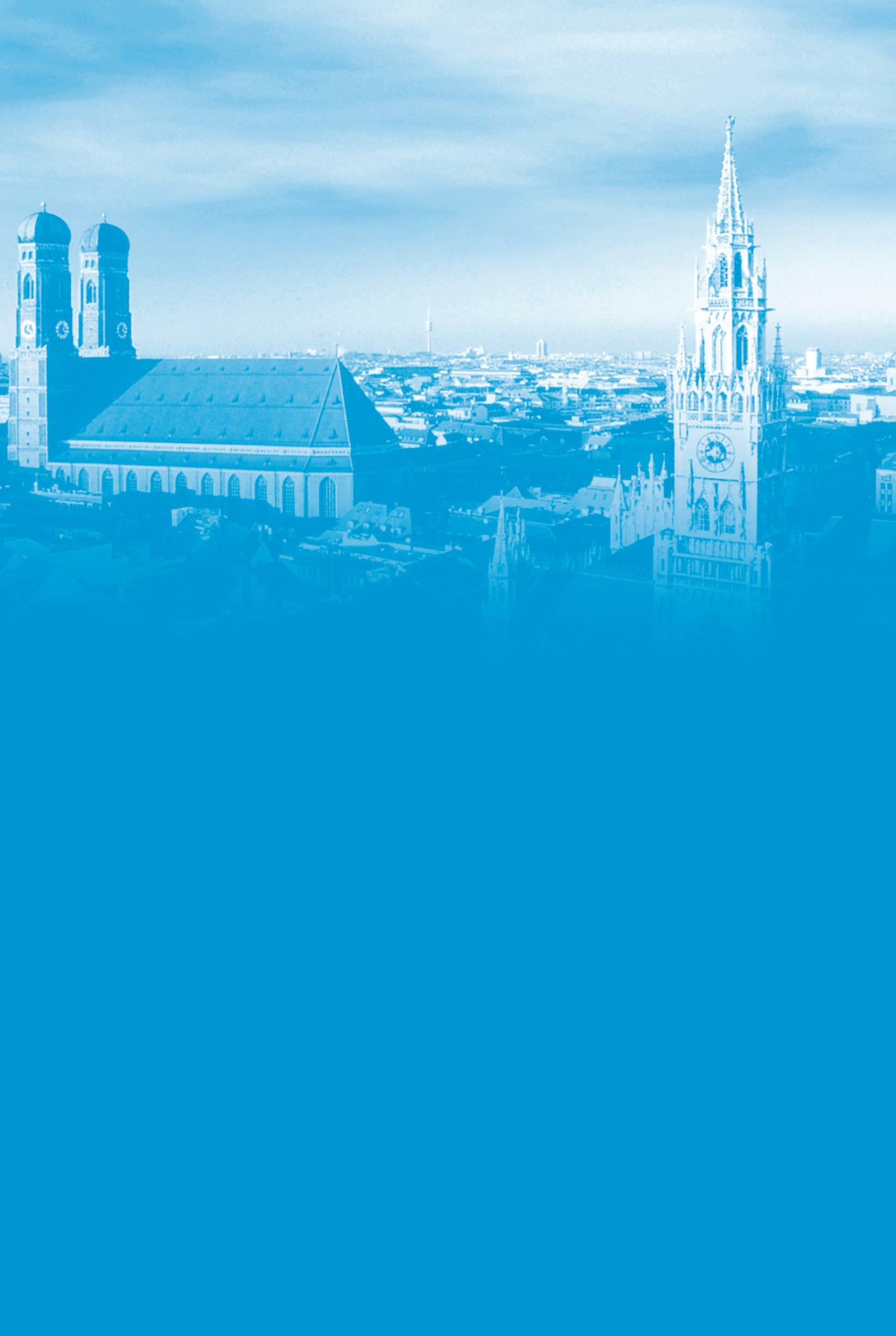 Frauenkirche, Neues Rathaus, München, Blaue Tönung, Minimalistisch, QHD+, Tablet-Hintergrund