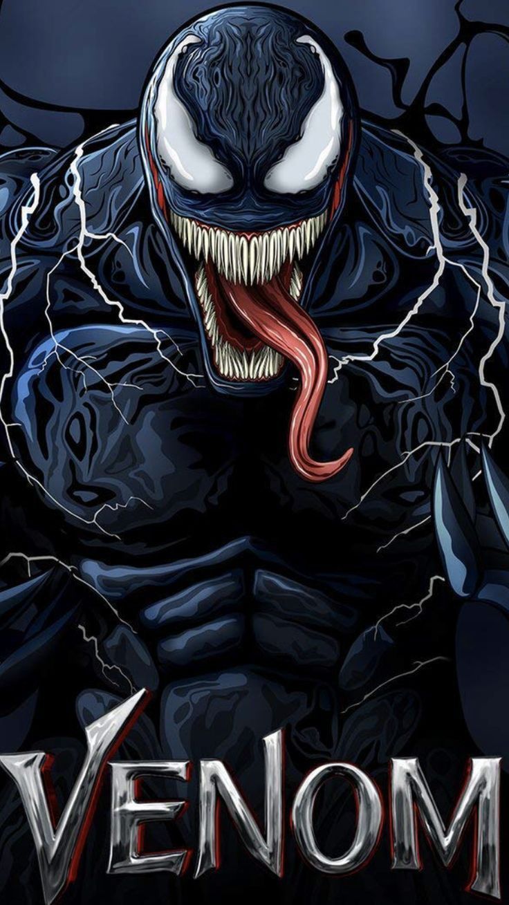 Venom, Marvel, Symbiont, Schriftzug, Zunge, Dunkel, HD, Sperrbildschirm fürs iPhone