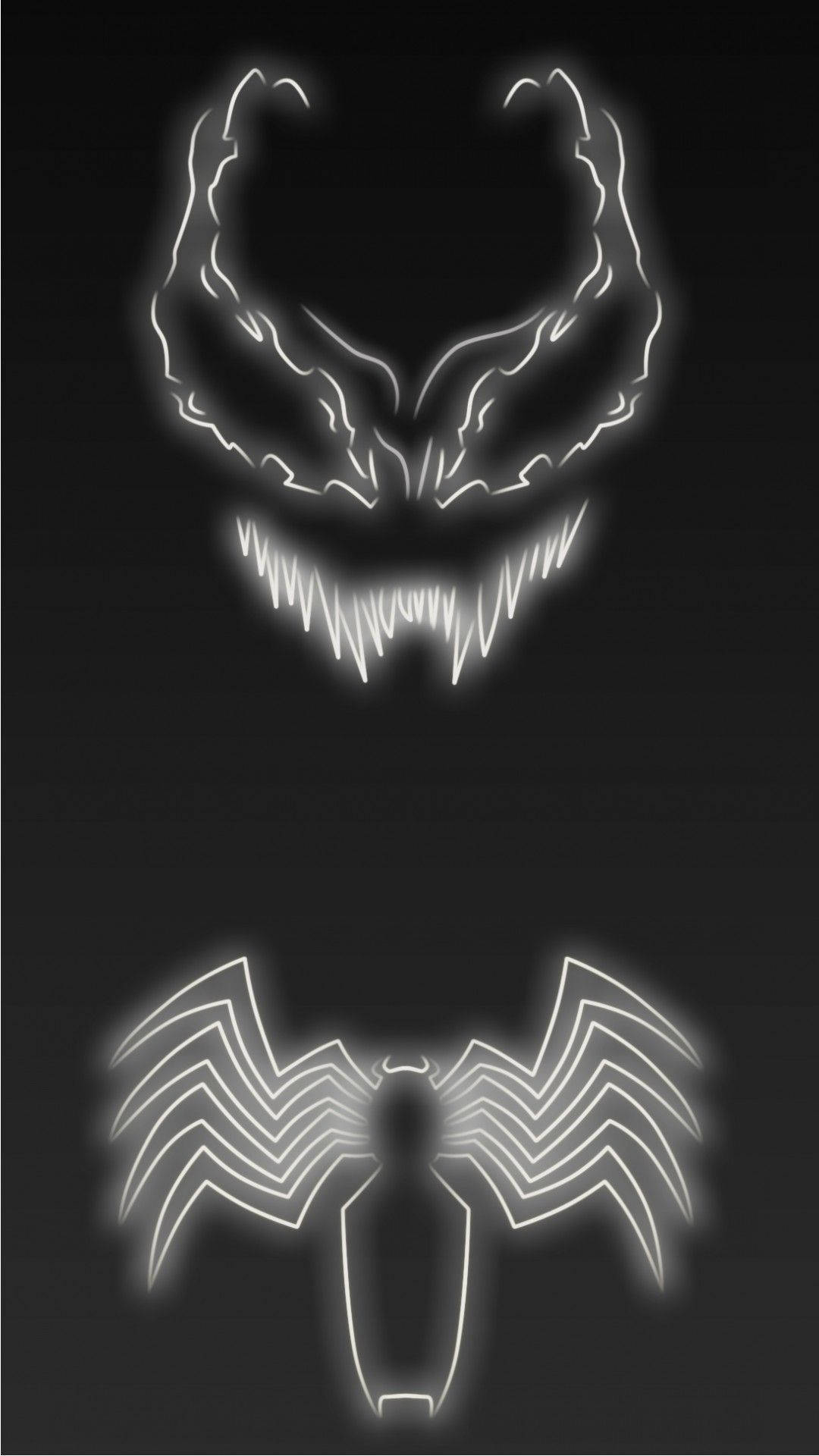 Venom, Spider-Logo, Lineart, Grau, Minimalismus, Hintergrundbild für iPhone und Android