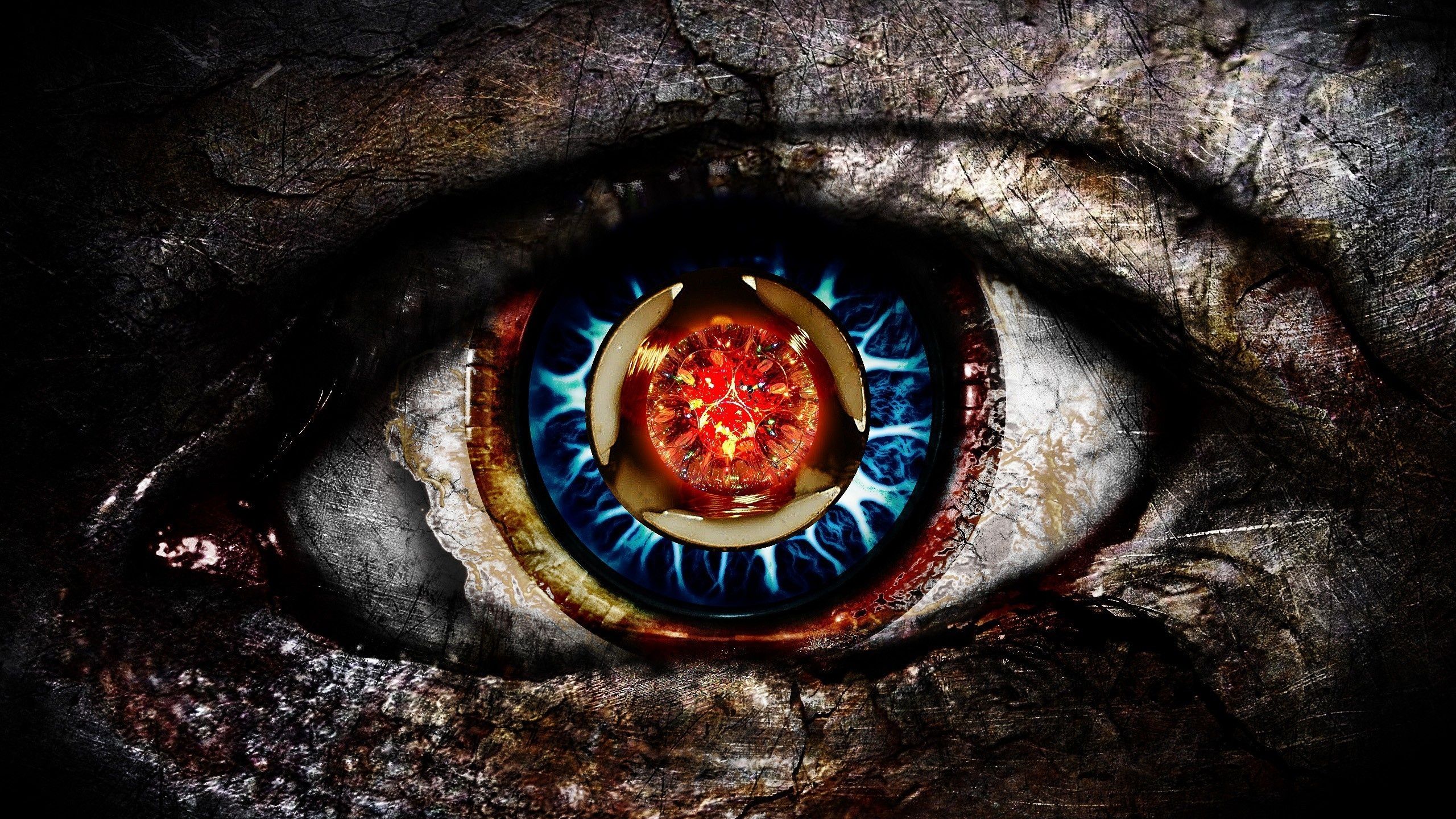 Auge, Iris, Surreal, Digitale Kunst, Nahaufnahme, 2560x1440, 2K-Hintergrundbild für PC