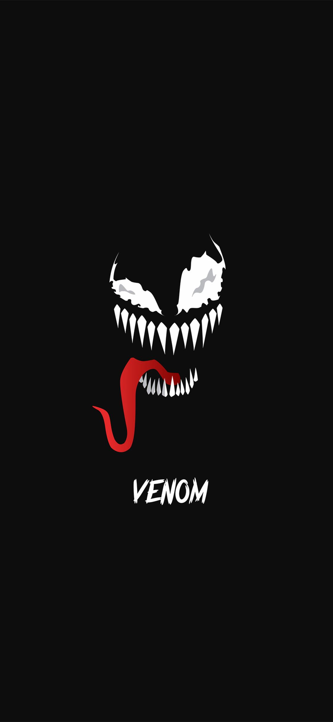 Venom, Schriftzug, Minimalismus, Schwarzer Hintergrund, Zunge, Sperrbildschirm fürs iPhone