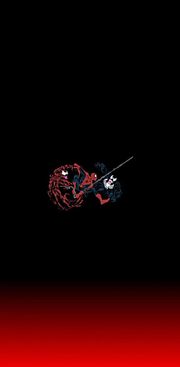 Venom, Carnage, Miniatur, Farbverlauf, Schwarz-Rot, Hochformat, Hintergrundbild fürs Smartphone