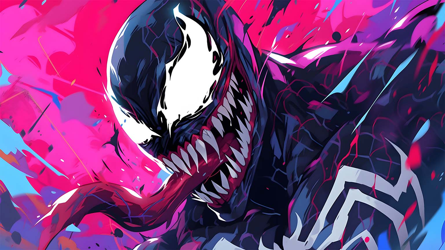 Venom, Marvel Comics, Pink, Pop-Art, Reißzähne, HD, Desktop-Hintergrund für Windows