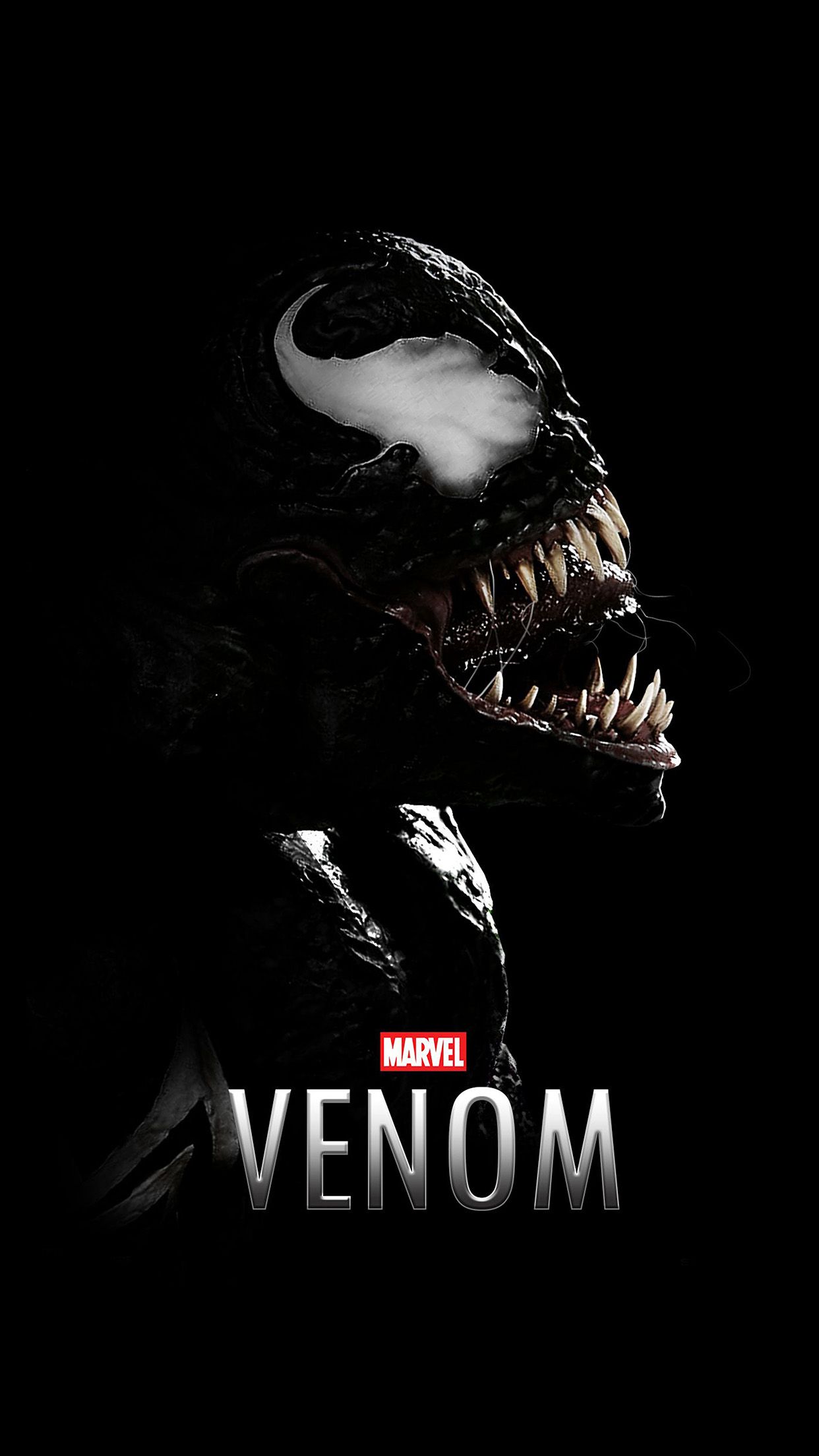 Venom (Film), Marvel, Filmplakat, Schriftzug, Dunkel, Hintergrundbild für iPhone und Android