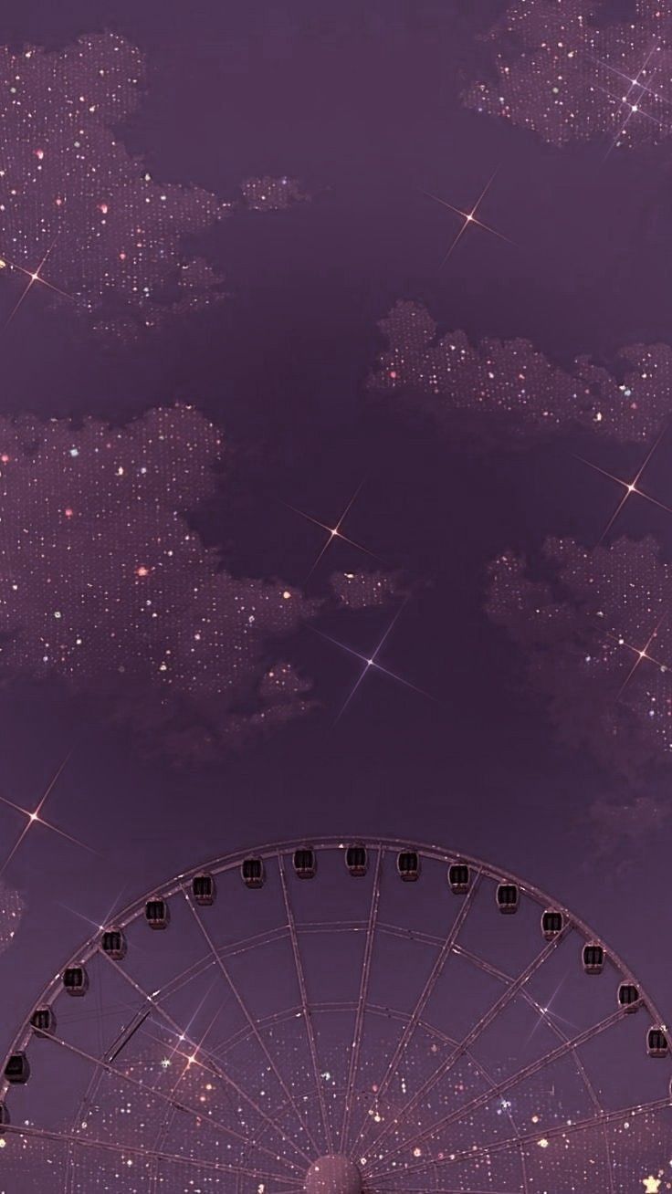 Riesenrad, Lila Himmel, Funkeln, Nacht, Wolken, HD, Sperrbildschirm fürs iPhone