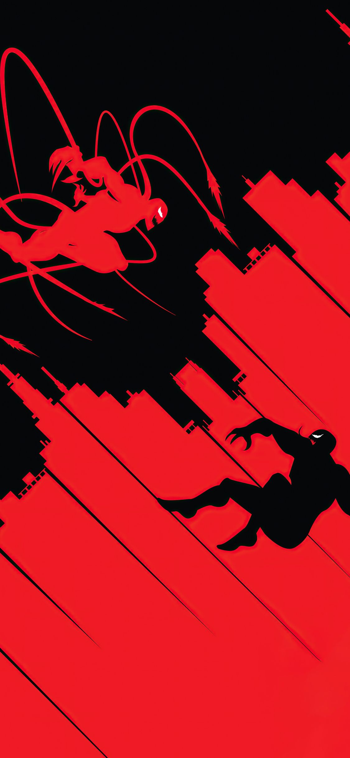 Venom, Rot-Schwarz, Abstrakt, Pinselstriche, Full HD, Handy-Hintergrund im Hochformat