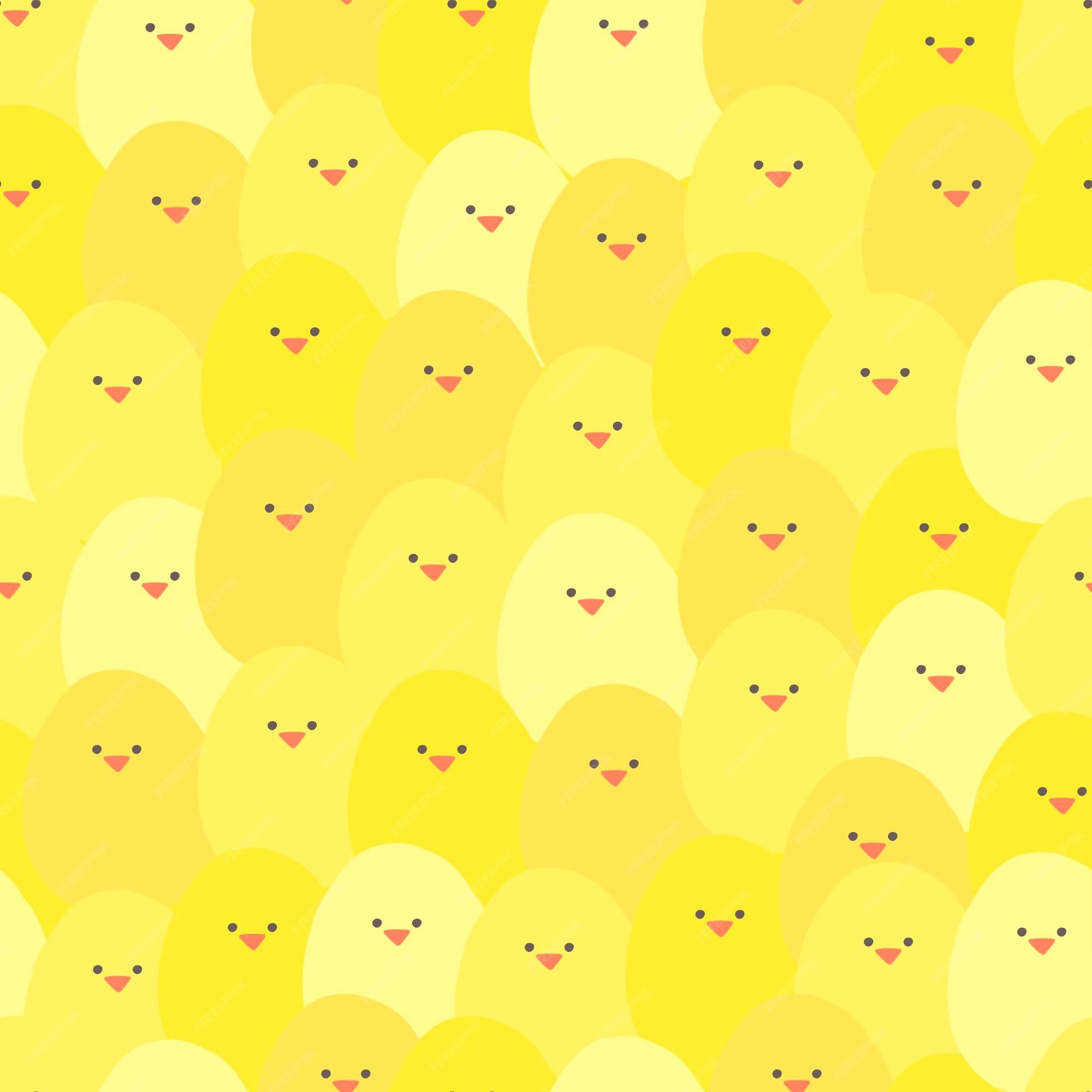 Küken, Muster, Gelb, Niedlich, Illustration, Full HD, iPad-Hintergrundbild