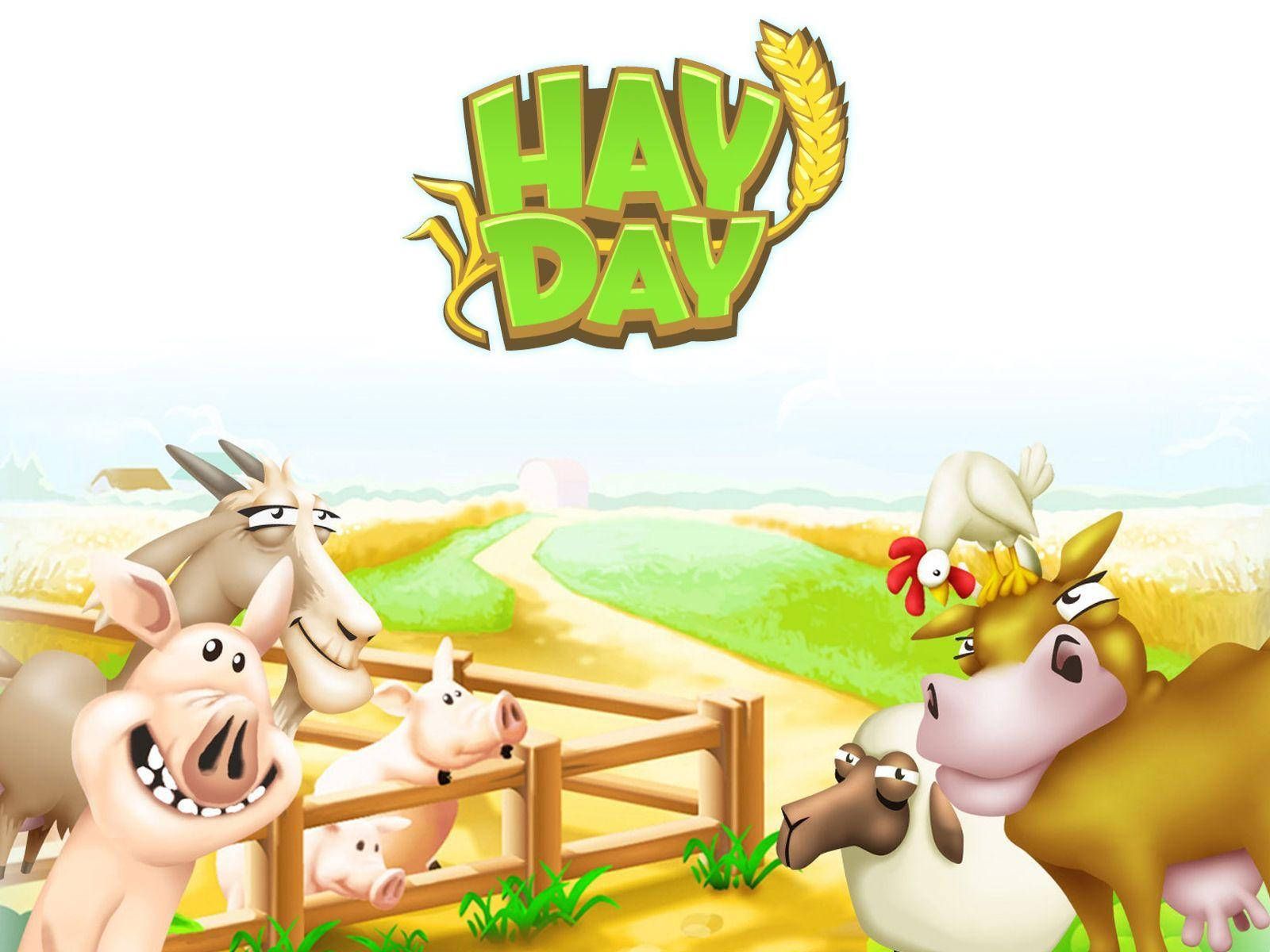 Hay Day, Handyspiel, Bauernhoftiere, Schwein, Kuh, Cartoon, HD, iPad-Hintergrundbild