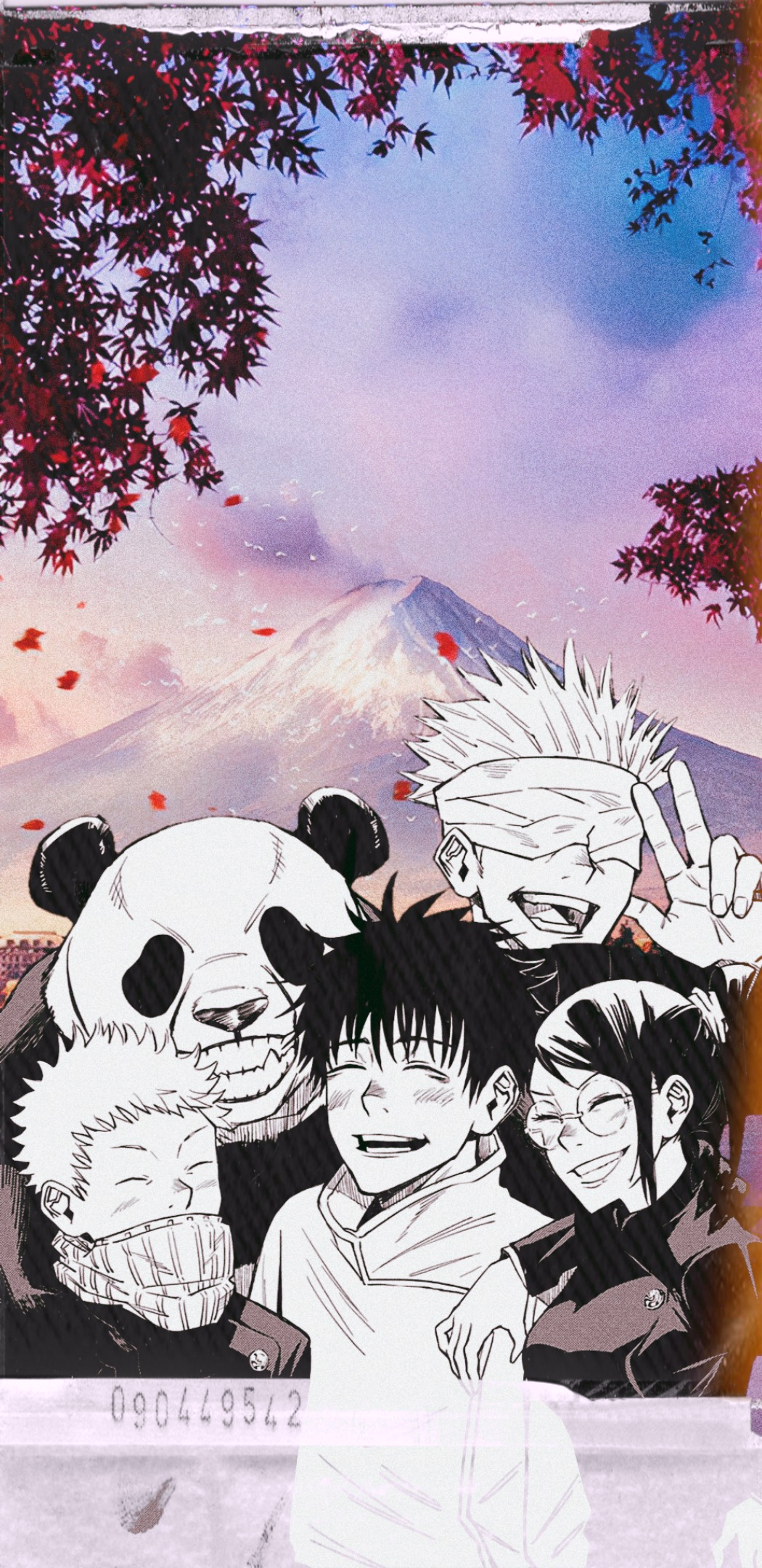 Jujutsu Kaisen, Panda, Satoru Gojo, Yuta Okkotsu, Manga, Kirschblüten, HD, Handy-Hintergrund