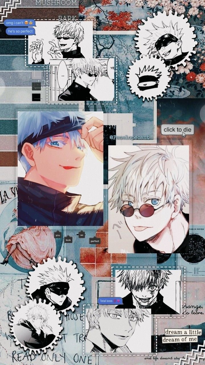 Jujutsu Kaisen, Satoru Gojo, Collage, Manga, Bunt, HD, Sperrbildschirm fürs iPhone
