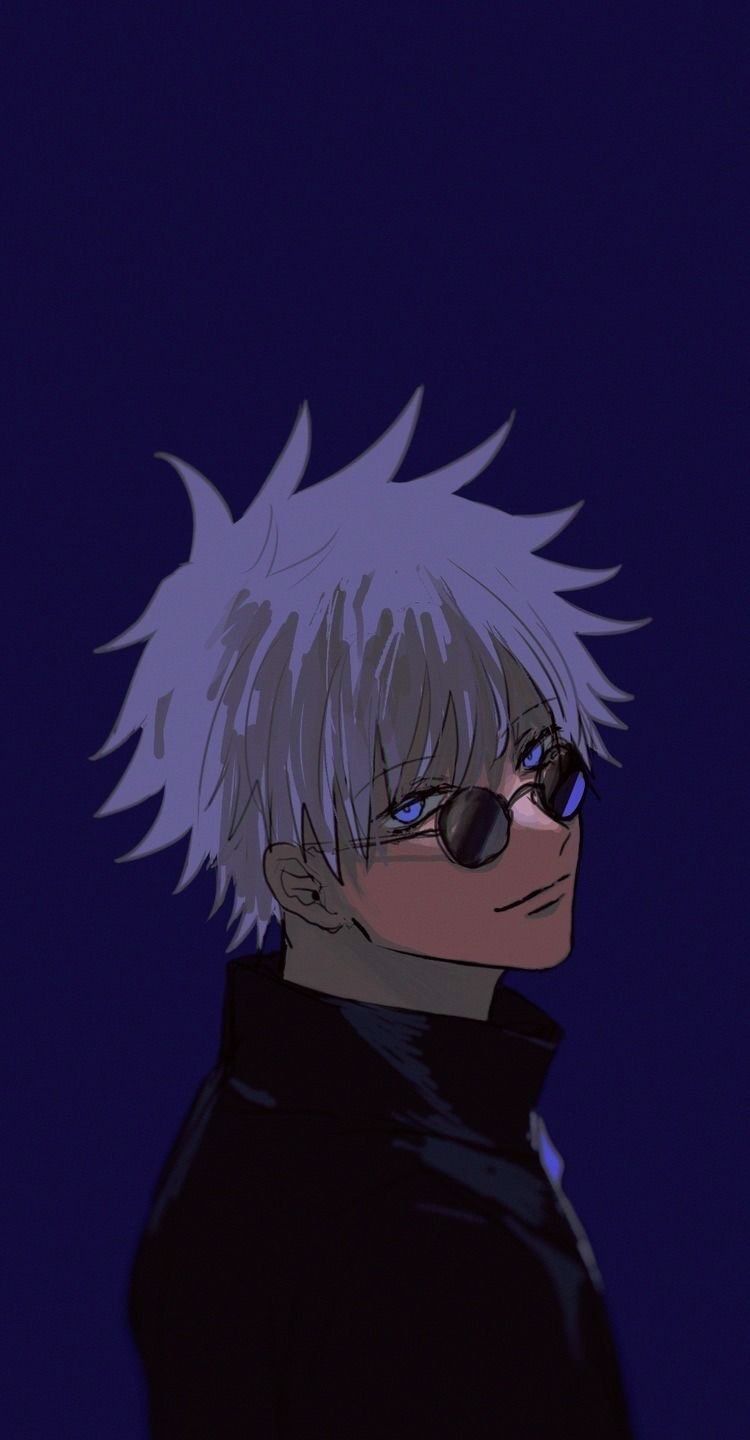 Satoru Gojo, Jujutsu Kaisen, Sonnenbrille, Dunkelblau, Anime, HD, Handy-Hintergrundbild