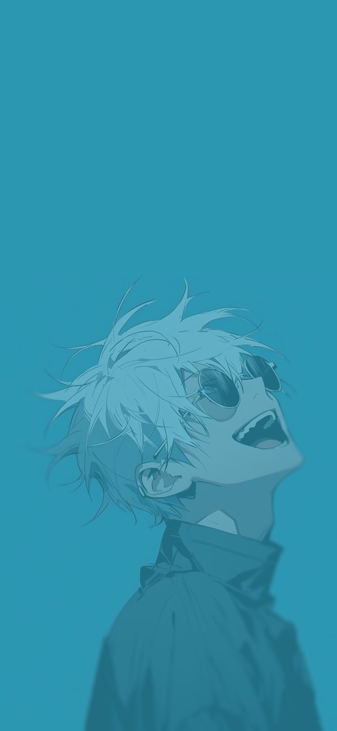 Satoru Gojo, Jujutsu Kaisen, Türkis, Monochrom, Minimalistisch, Full HD, Handy-Hintergrund