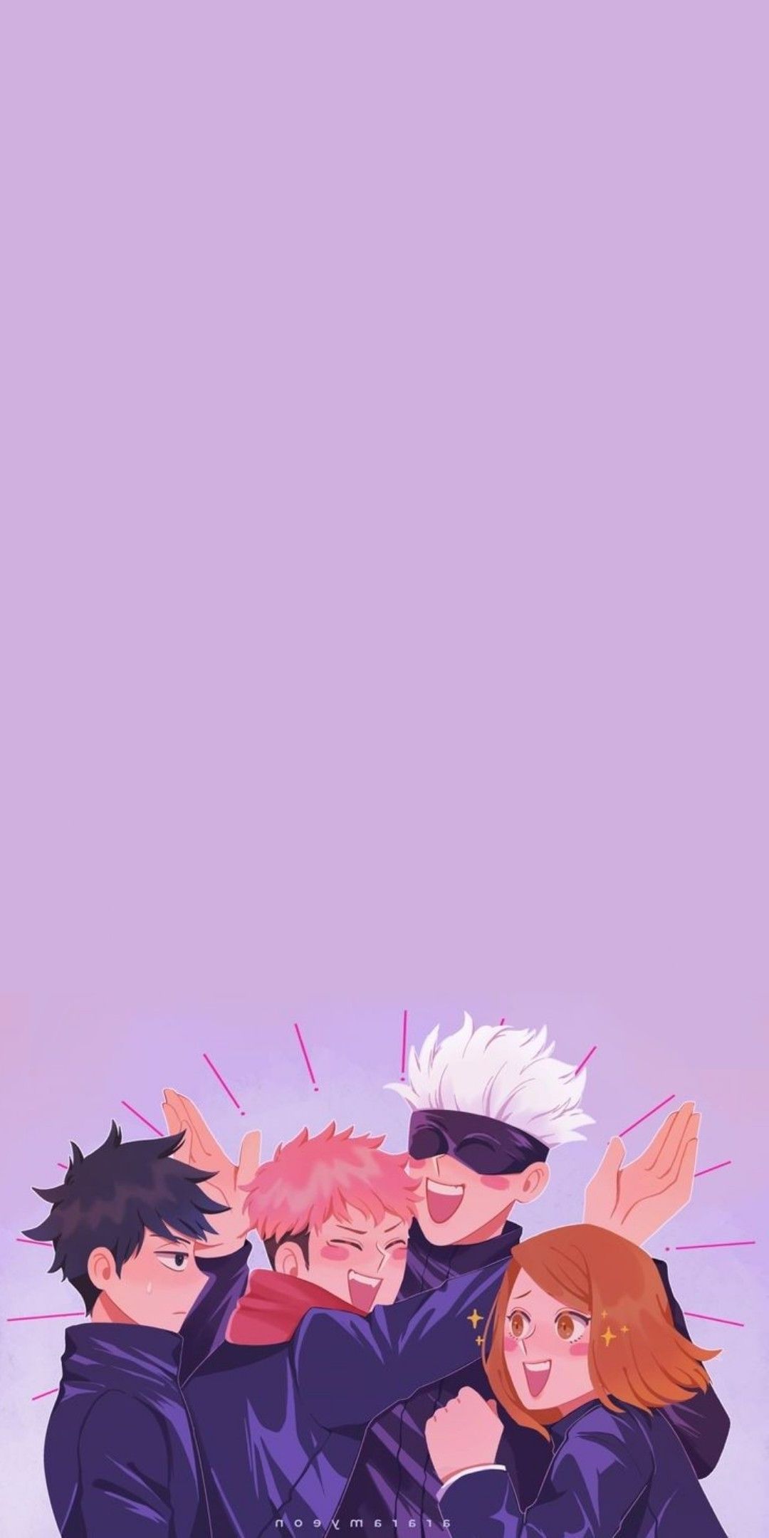 Jujutsu Kaisen, Satoru Gojo, Yuji Itadori, Megumi Fushiguro, Nobara Kugisaki, Flieder, Sperrbildschirm