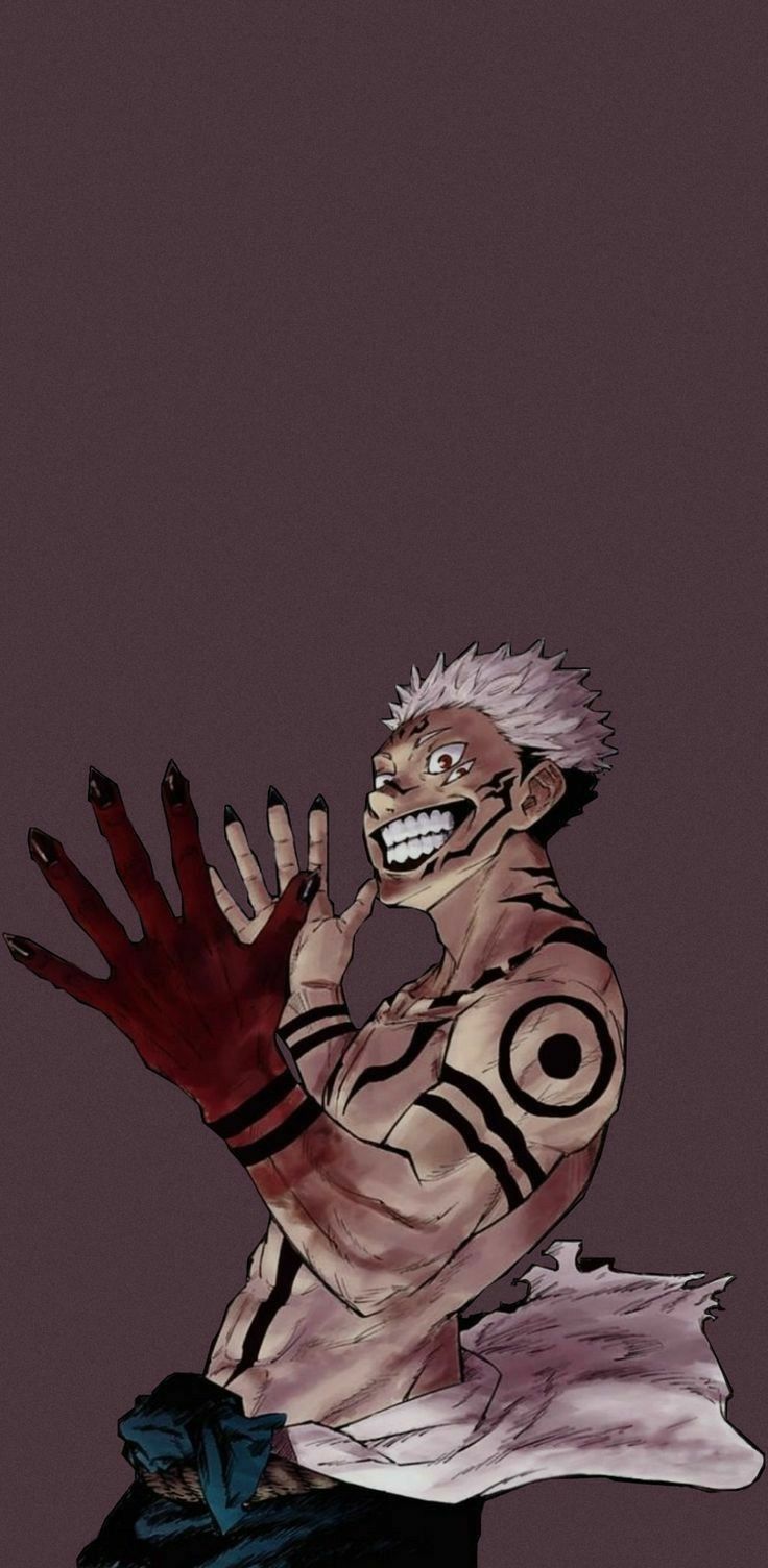 Ryomen Sukuna, Jujutsu Kaisen, Tattoos, Dunkelbraun, Anime, HD, Handy-Hintergrundbild