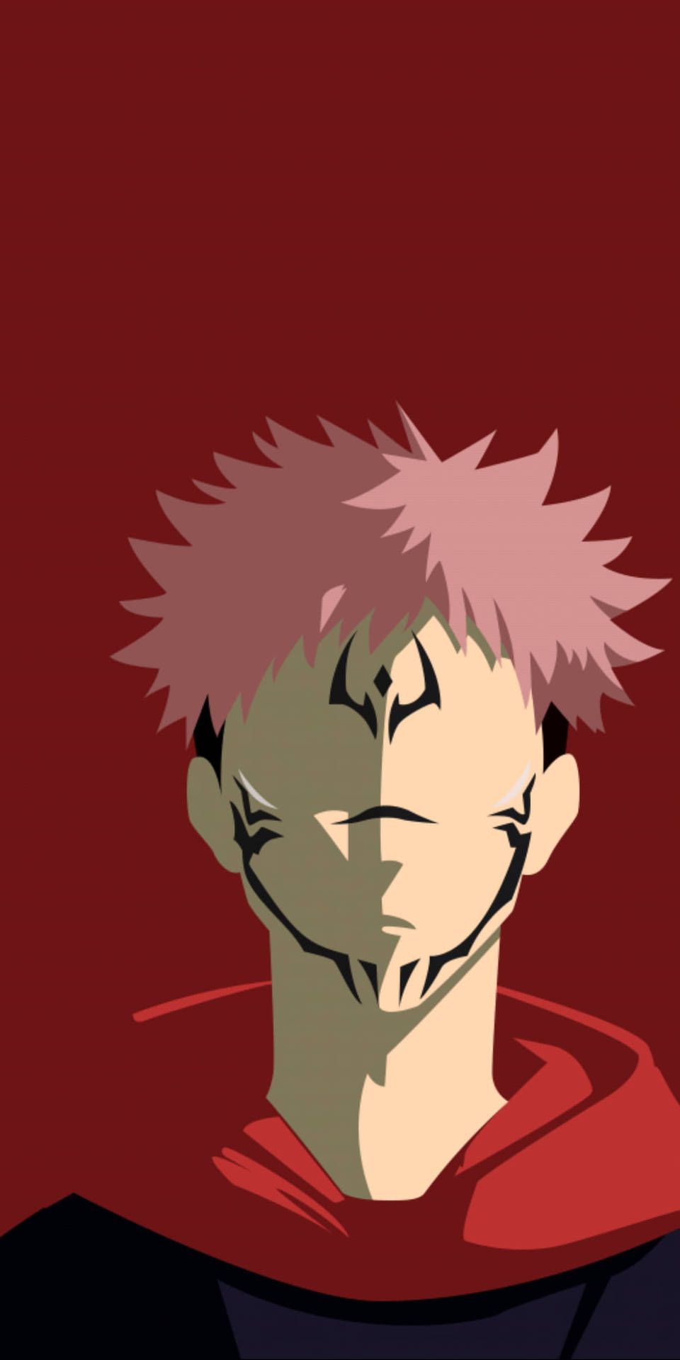 Ryomen Sukuna, Yuji Itadori, Jujutsu Kaisen, Roter Hintergrund, Illustration, Sperrbildschirm