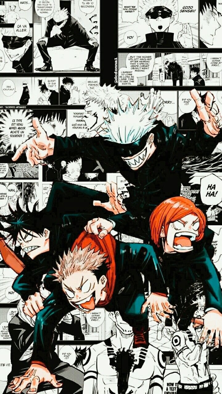 Jujutsu Kaisen, Manga-Panels, Yuji Itadori, Nobara Kugisaki, Collage, HD, Handy-Hintergrund