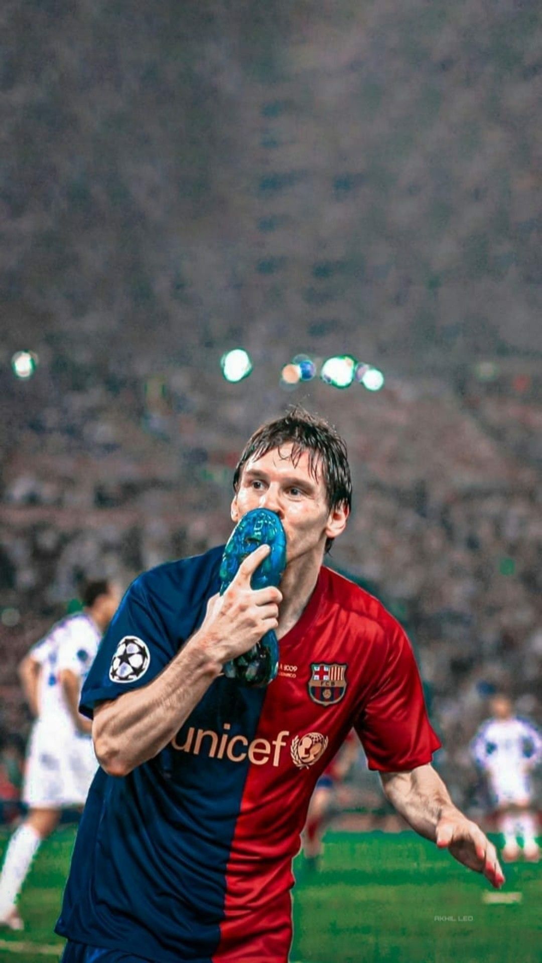Lionel Messi, FC Barcelona, Torjubel, Stadion, Champions League, Hintergrundbild fürs Handy