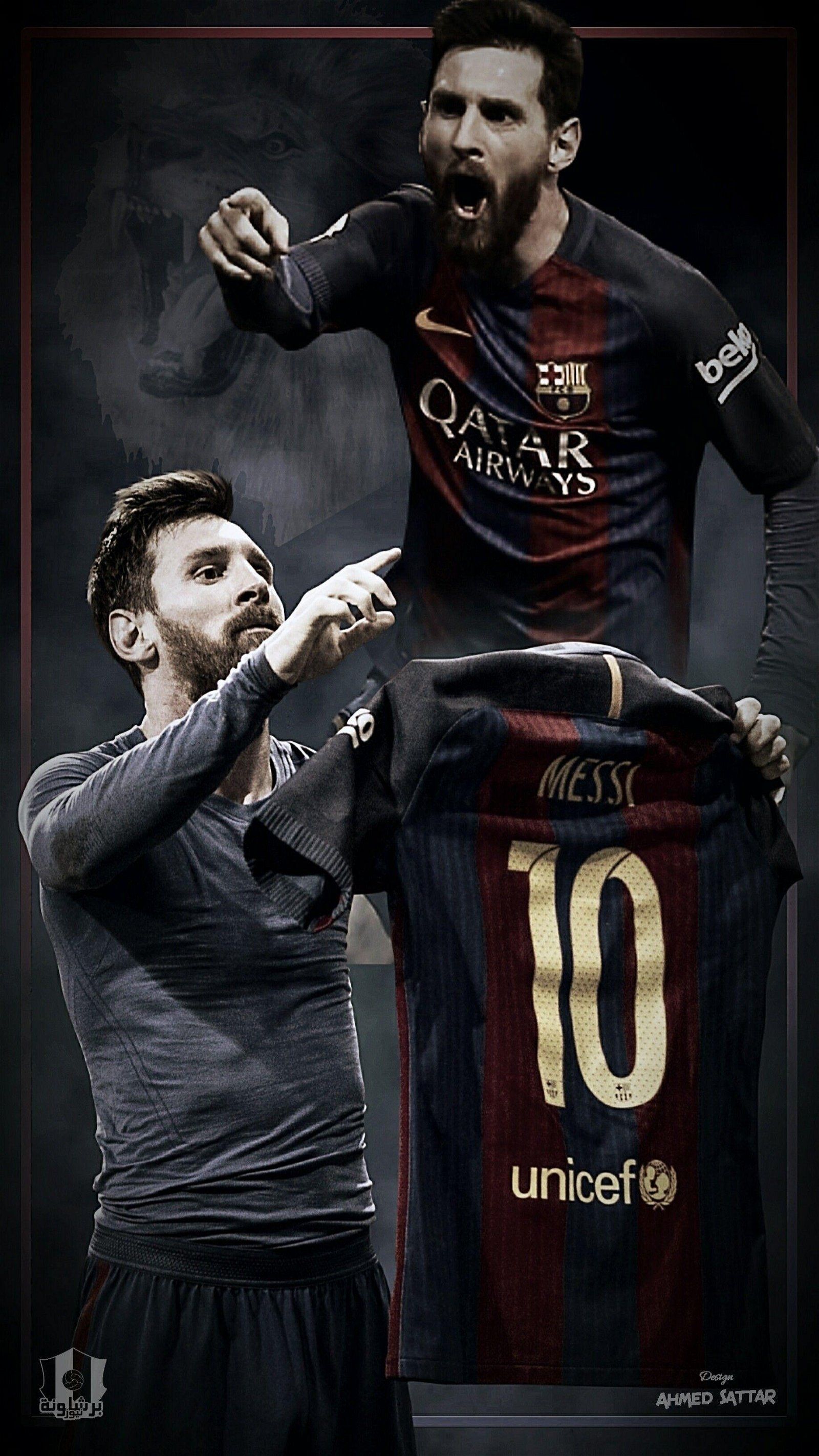 Lionel Messi, FC Barcelona, Rückennummer 10, Collage, Dunkel, Android-Hintergrundbild