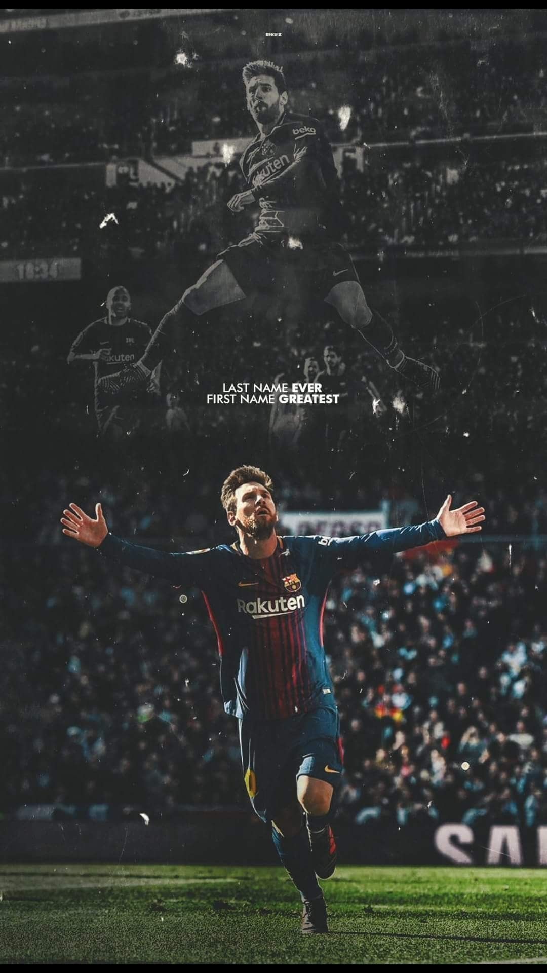 Lionel Messi, FC Barcelona, Stadion, Schwarz-Weiß, Jubel, Full HD, Handy-Hintergrundbild