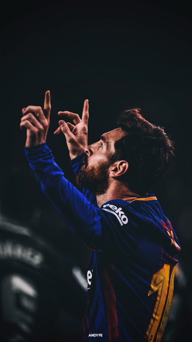 Lionel Messi, FC Barcelona, Torjubel, Dunkel, Fußballstar, Hintergrundbild fürs Handy
