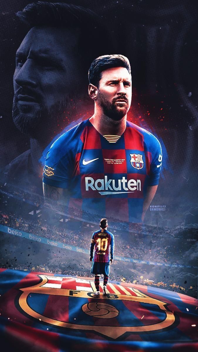 Lionel Messi, FC Barcelona, Digitale Kunst, Poster, Rot, Blau, Hintergrundbild fürs Handy