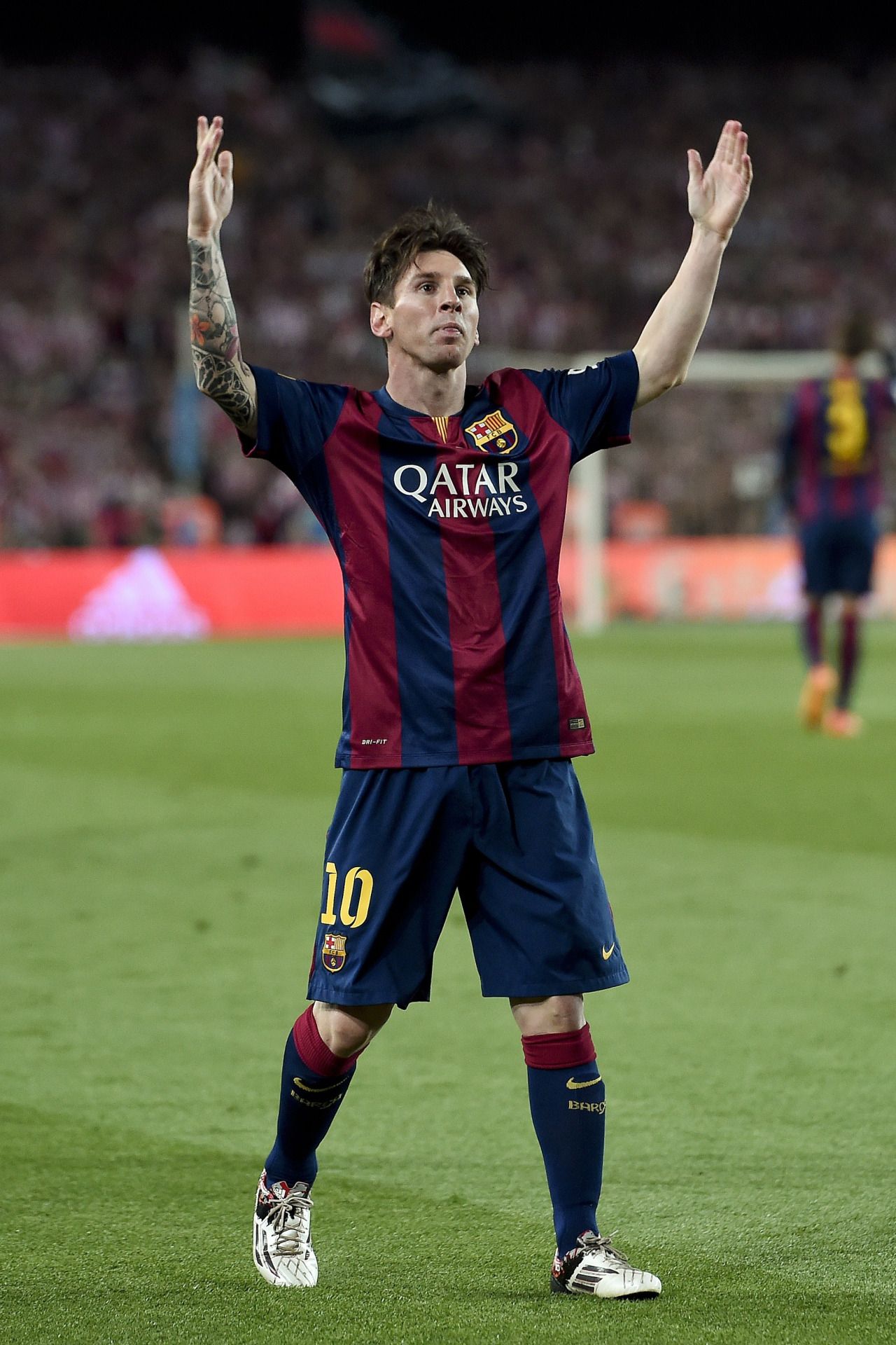 Lionel Messi, FC Barcelona, Jubel, Spielfeld, Stadion, Hintergrundbild für iPhone und Android