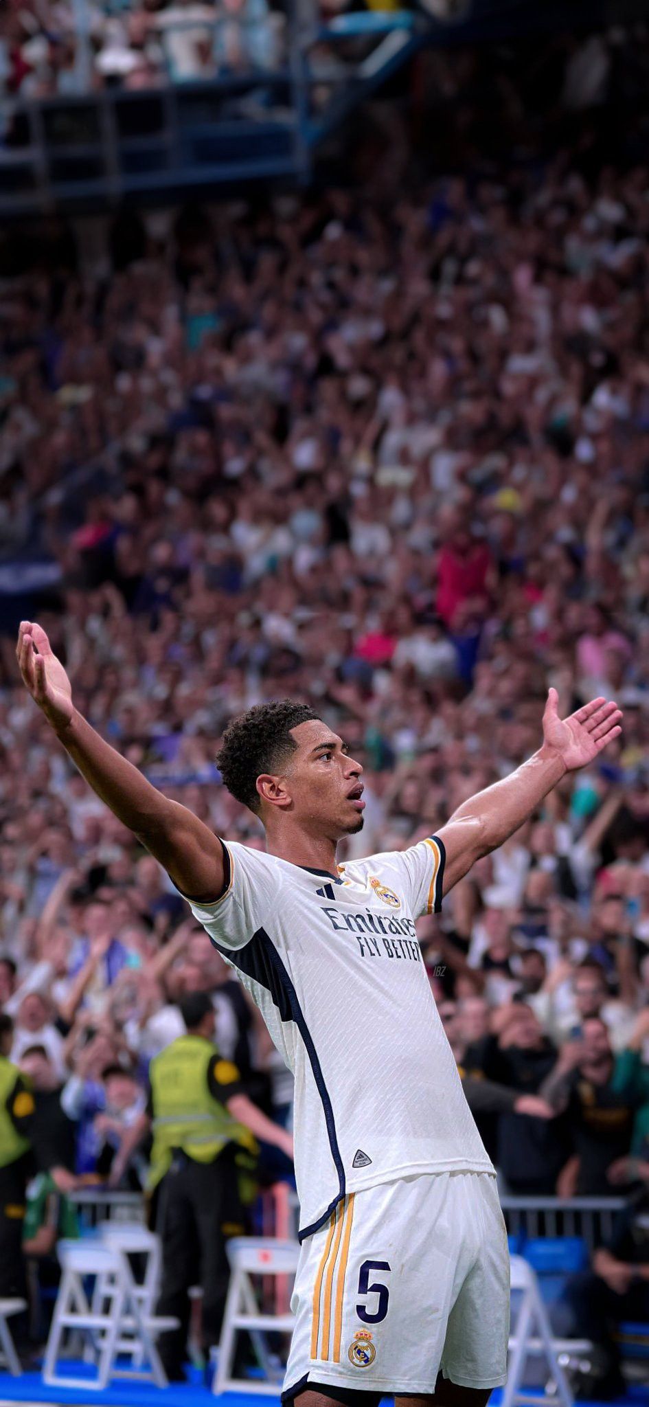 Jude Bellingham, Real Madrid, Santiago Bernabéu, Jubel, Zuschauer, HD, iPhone-Hintergrundbild