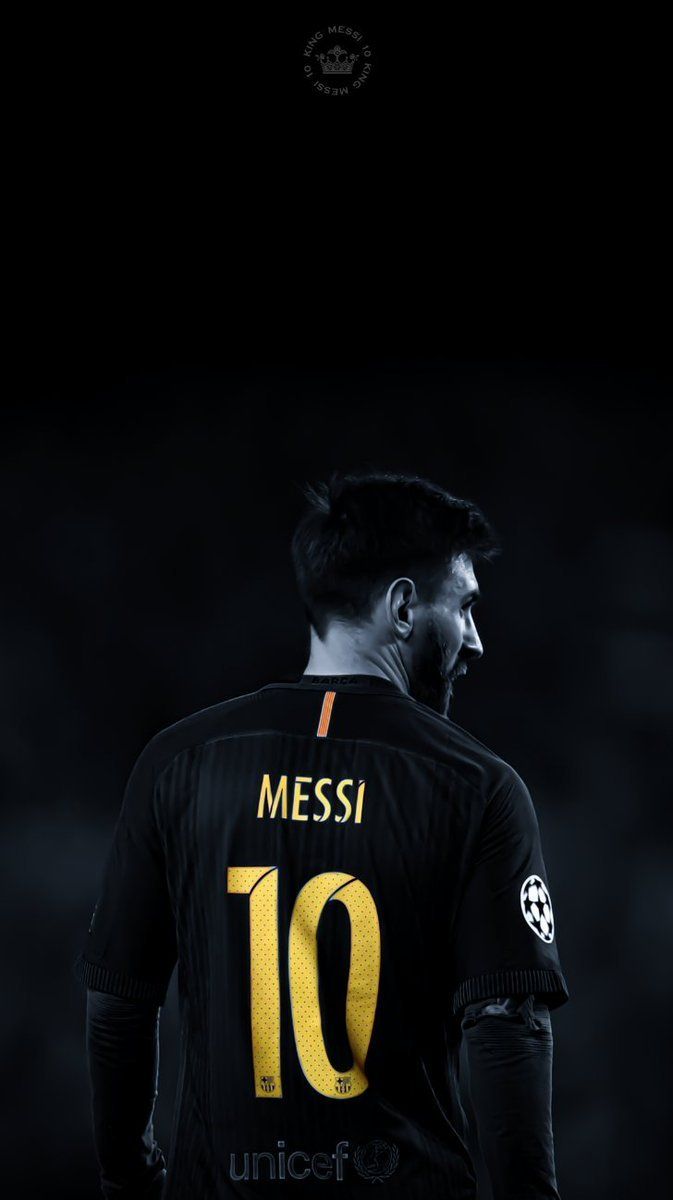 Lionel Messi, FC Barcelona, Rückennummer 10, Schwarzes Trikot, Dunkel, Android-Hintergrundbild