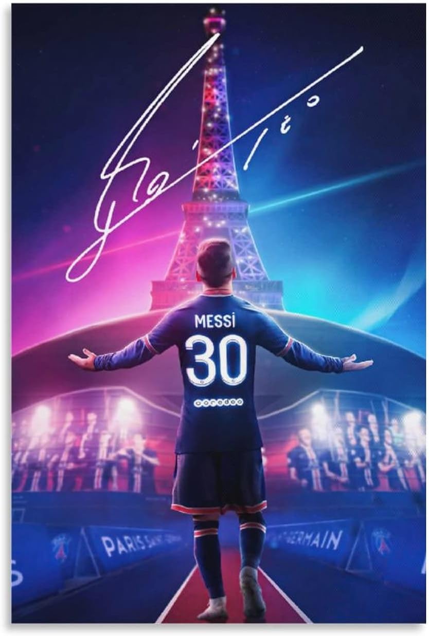 Lionel Messi, Paris Saint-Germain, Eiffelturm, Rückennummer 30, Autogramm, Neon, Tablet-Hintergrundbild