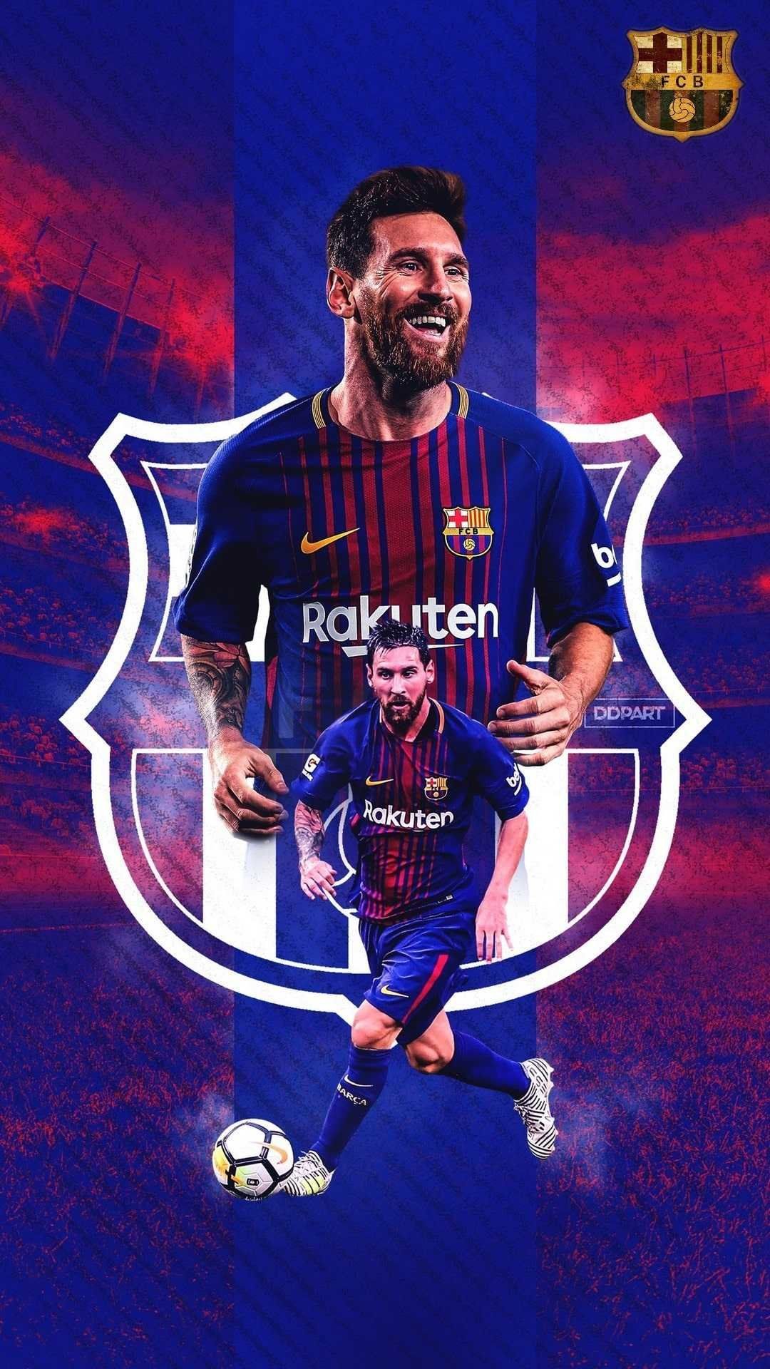 Lionel Messi, FC Barcelona, Vereinswappen, Poster, Blau, Sperrbildschirm fürs iPhone