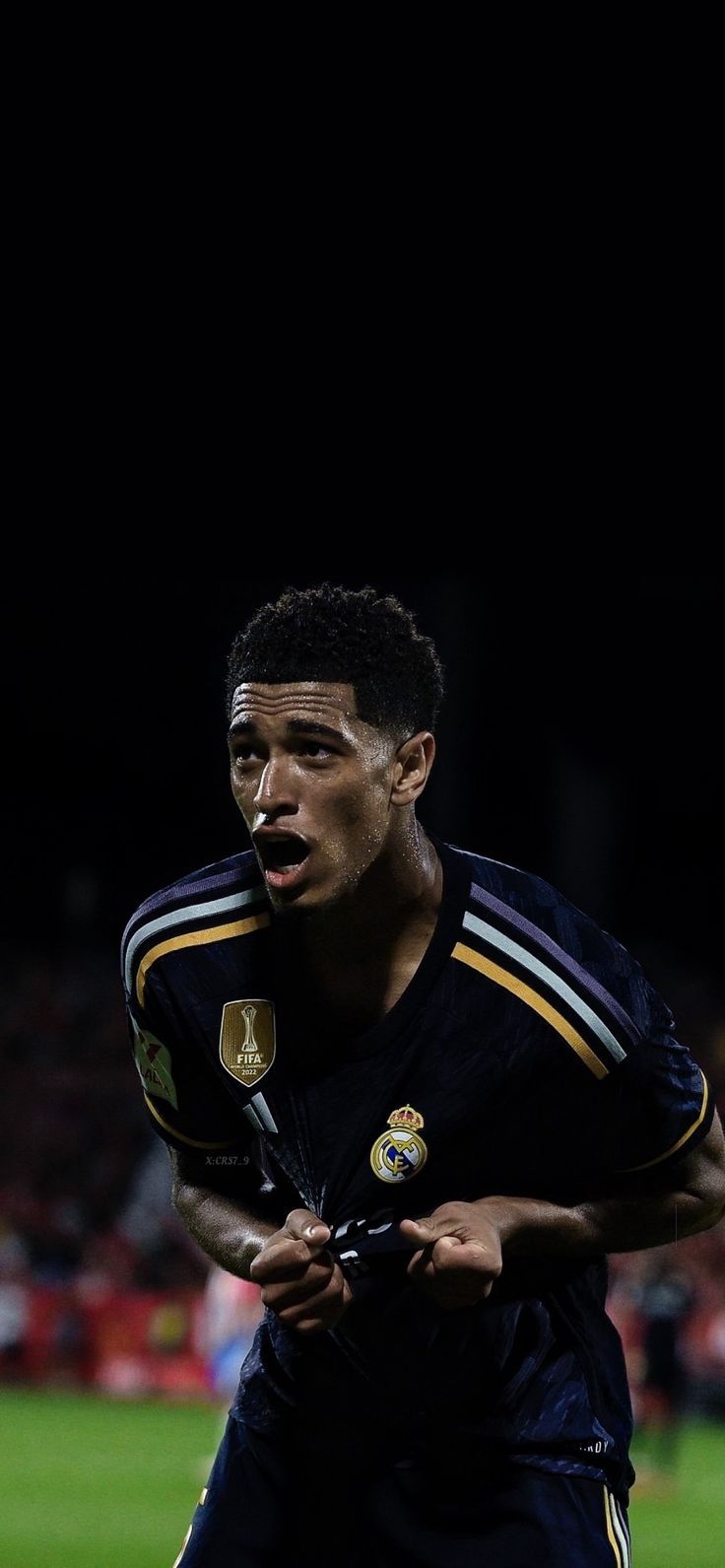 Jude Bellingham, Real Madrid, Auswärtstrikot, Dunkel, Nacht, HD, iPhone-Hintergrundbild