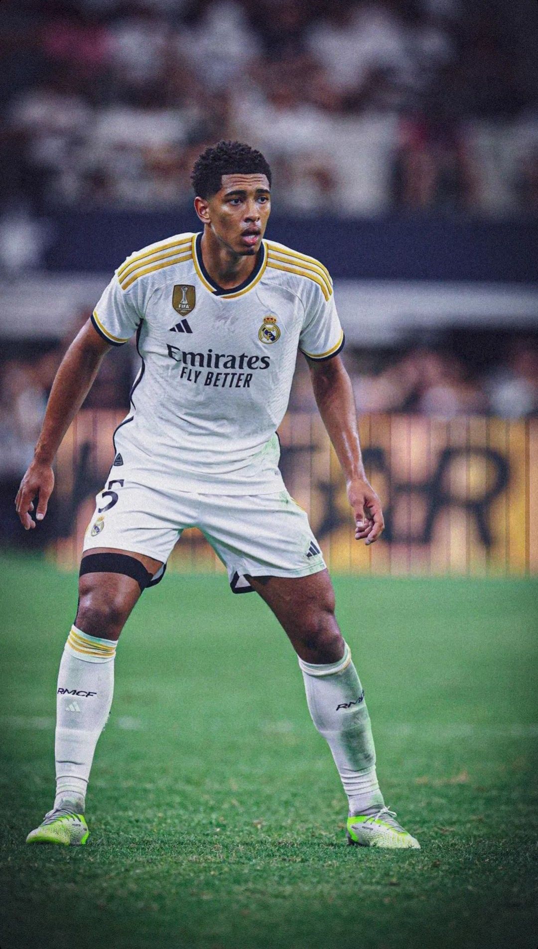 Jude Bellingham, Real Madrid, Weißes Trikot, Rasen, Stadion, Full HD, Handy-Hintergrund