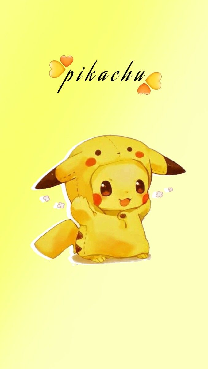 Pikachu, Pokémon, Schriftzug, Gelber Hintergrund, Niedlich, Sperrbildschirm fürs iPhone