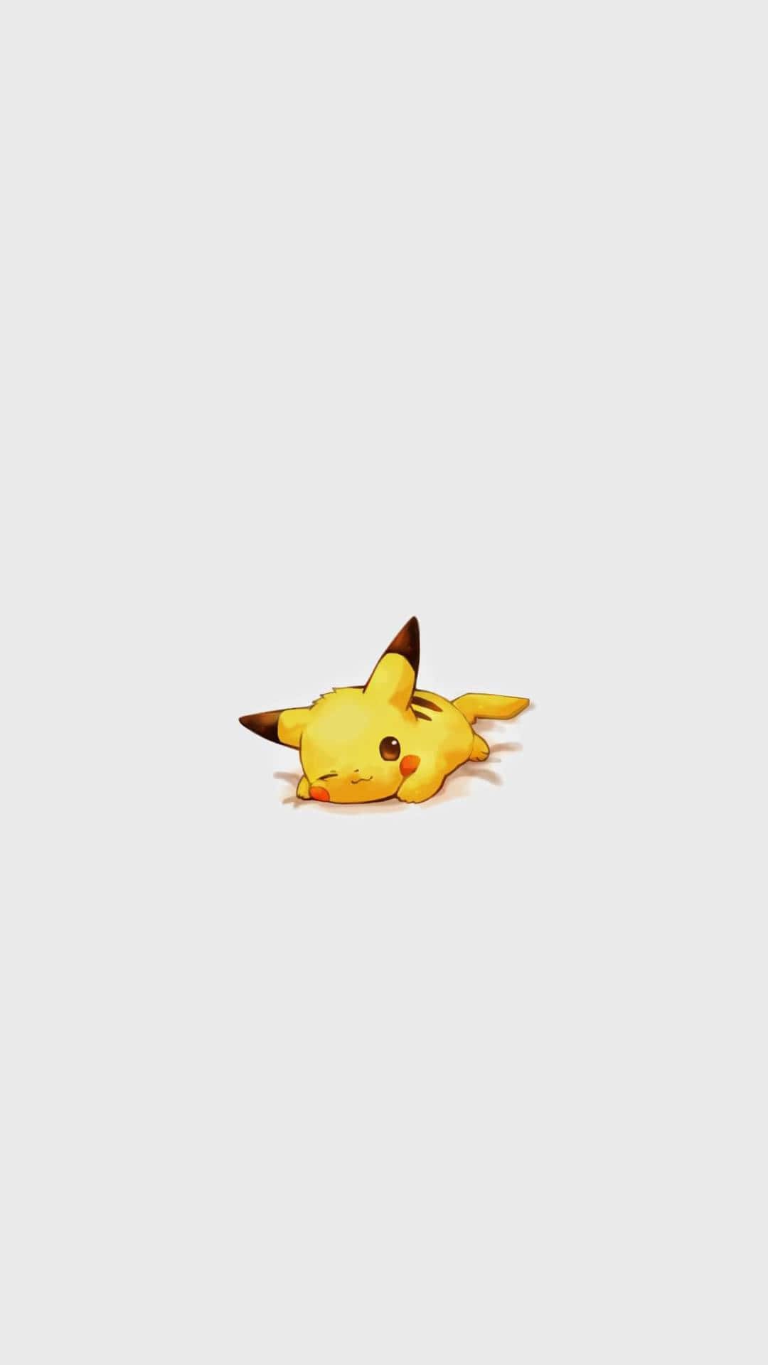 Pikachu, Pokémon, Liegend, Grauer Hintergrund, Minimalismus, Sperrbildschirm fürs iPhone