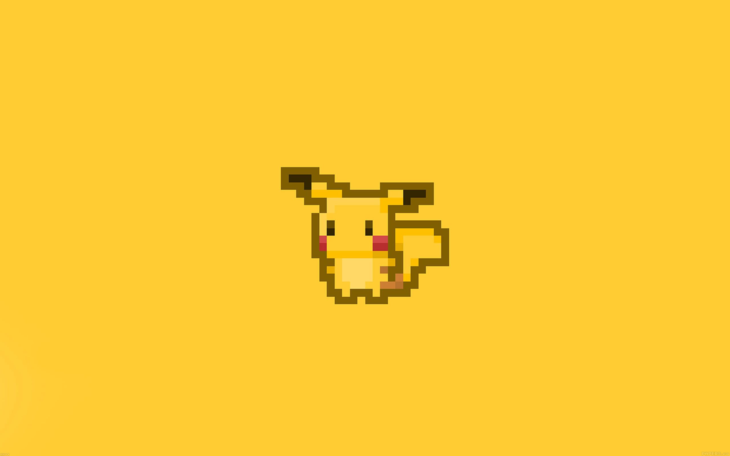 Pikachu, Pokémon, Pixel-Art, Gelber Hintergrund, Minimalismus, 2K Wallpaper