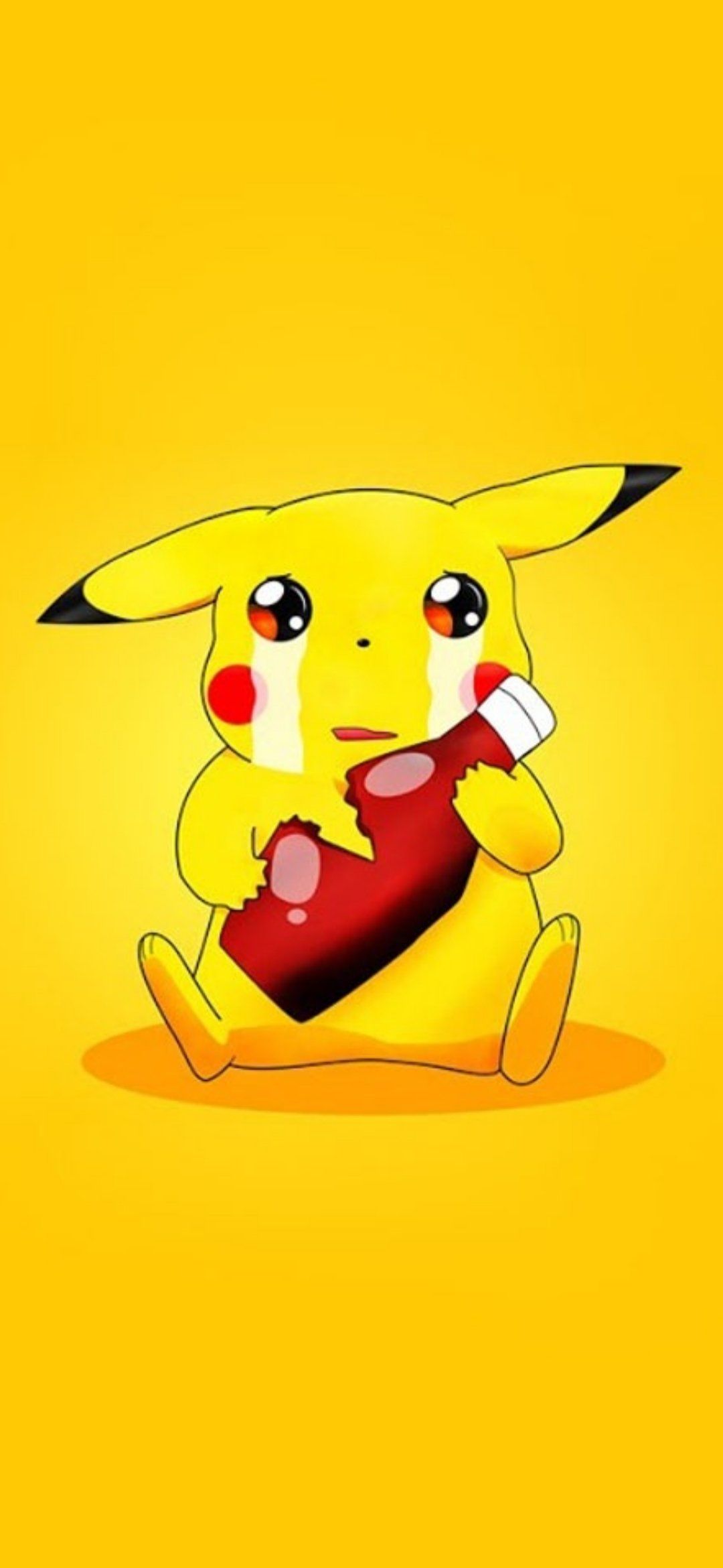 Pikachu, Pokémon, Ketchup, Niedlich, Gelb, Full HD, Handy-Hintergrund im Hochformat