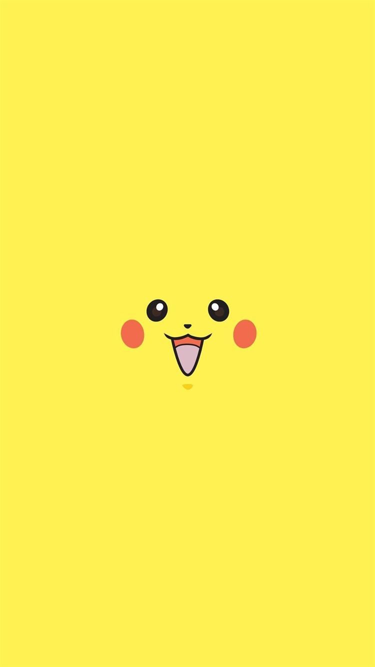 Pikachu, Pokémon, Gesicht, Gelber Hintergrund, Minimalismus, Sperrbildschirm fürs iPhone