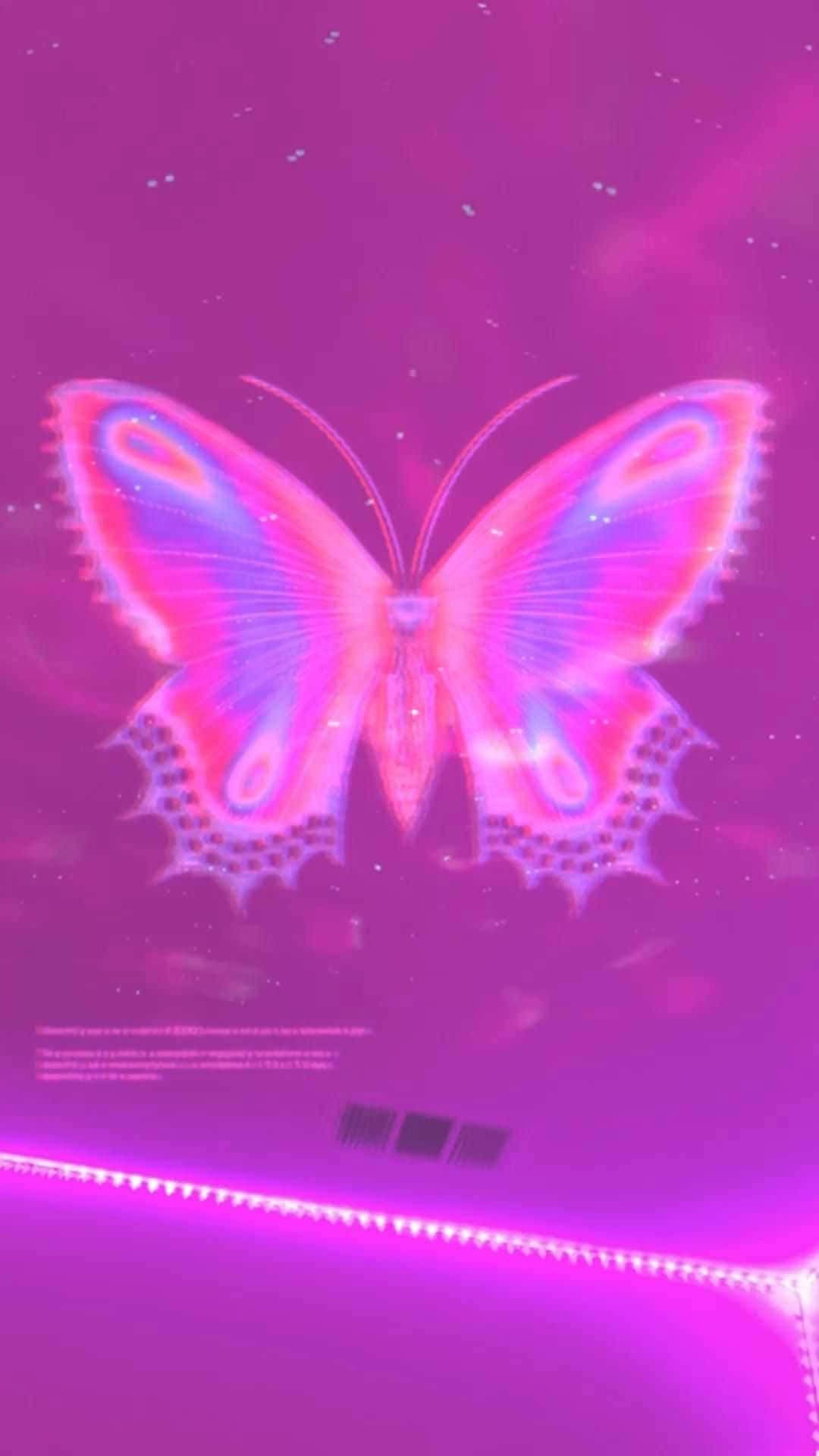 Neon-Schmetterling, Pink, Leuchtend, Minimalistisch, Full HD, Hintergrundbild fürs Handy