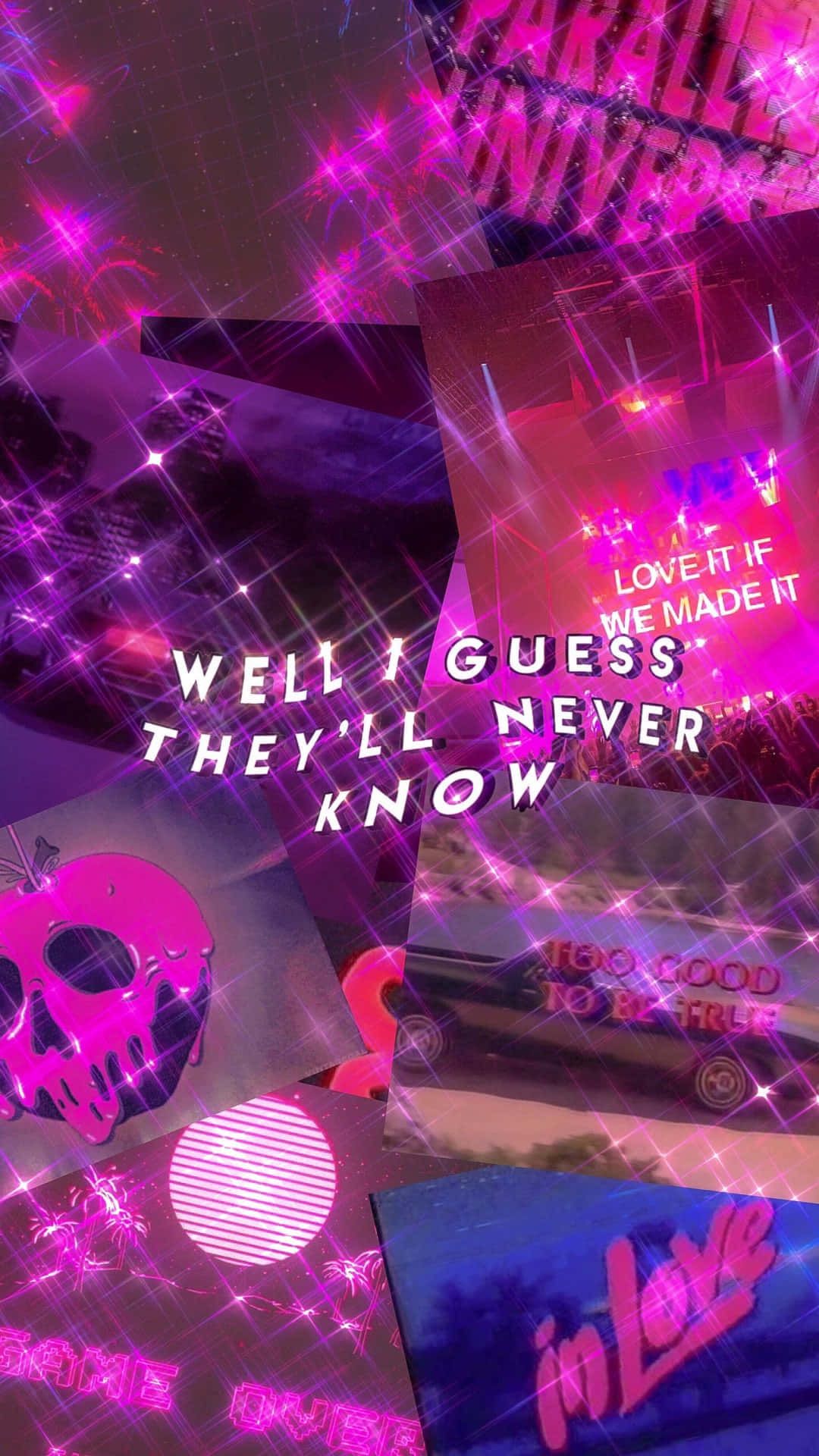 Well I guess they'll never know, Pink Neon, Collage, Y2K, Full HD, Handy-Hintergrundbild