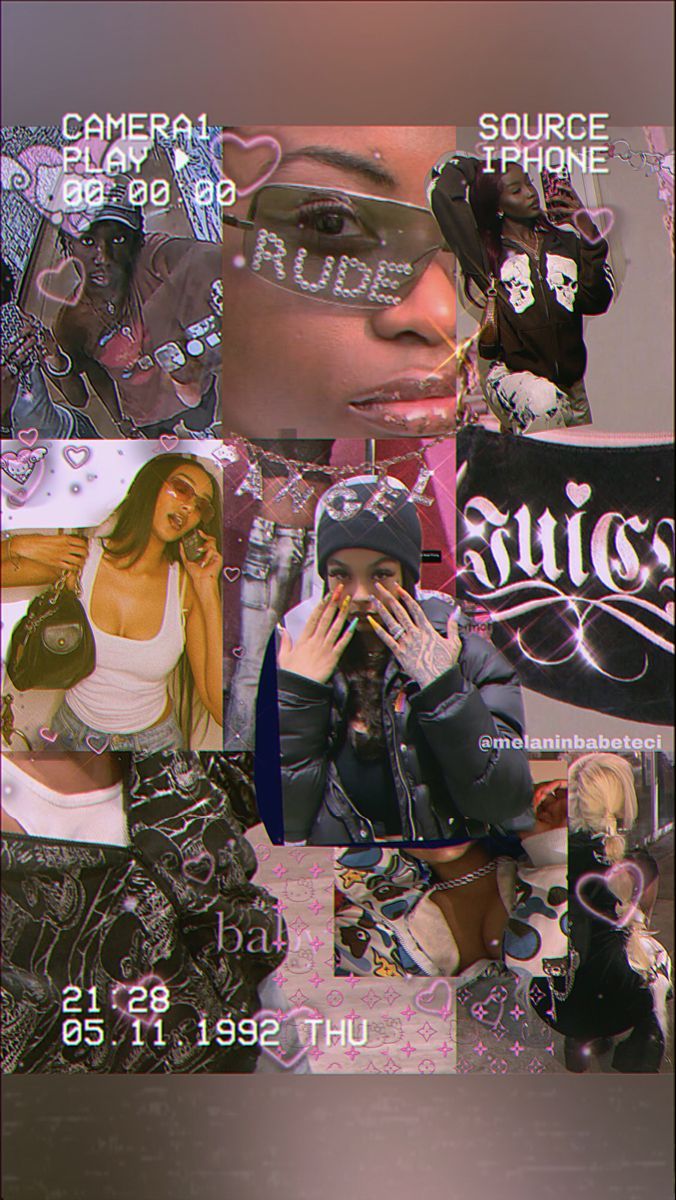 Y2K, Collage, Streetwear, Sonnenbrille, 2000er, Hochformat, Hintergrundbild fürs Smartphone